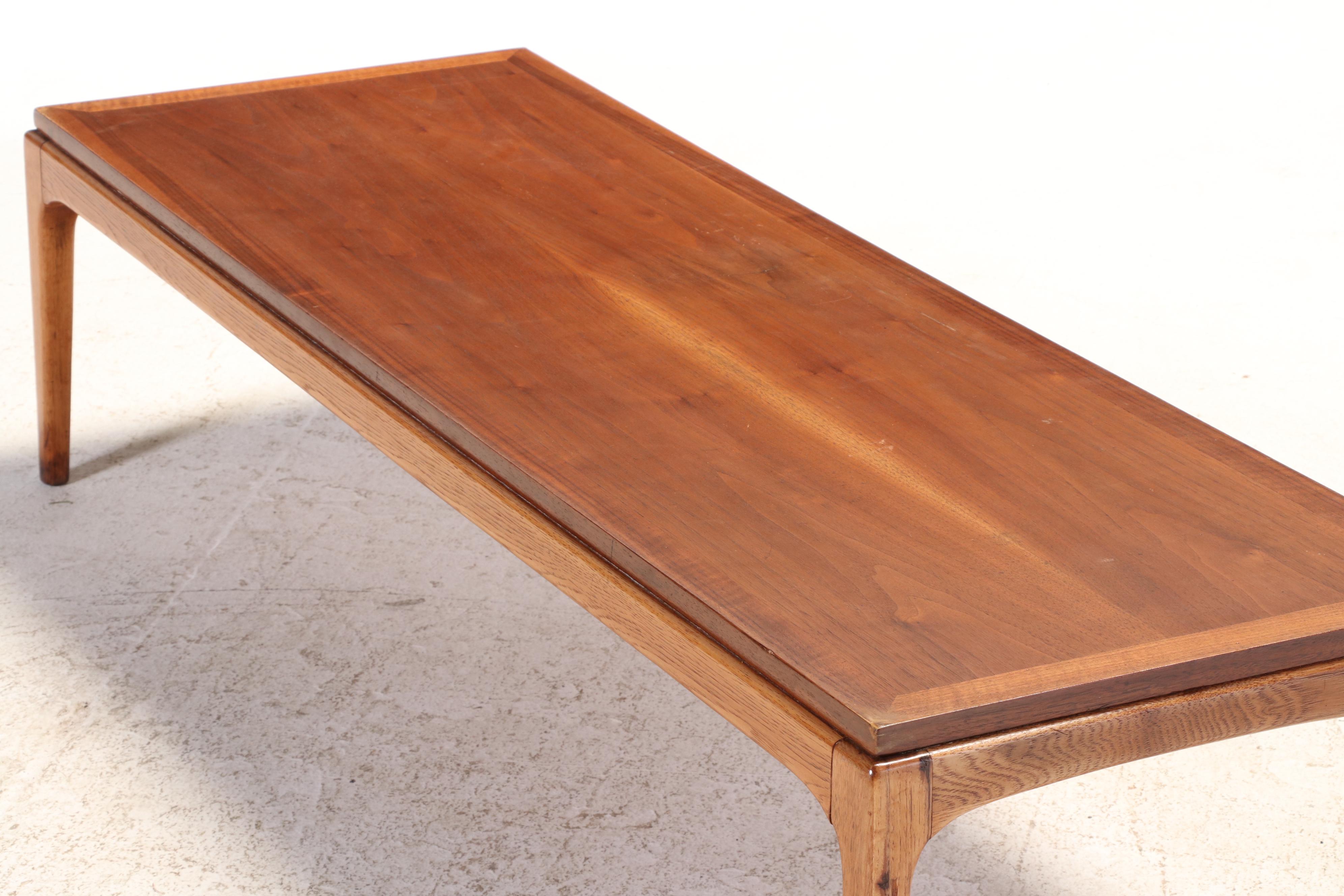 Lane Mid Century Modern Walnut and Ash Coffee Table