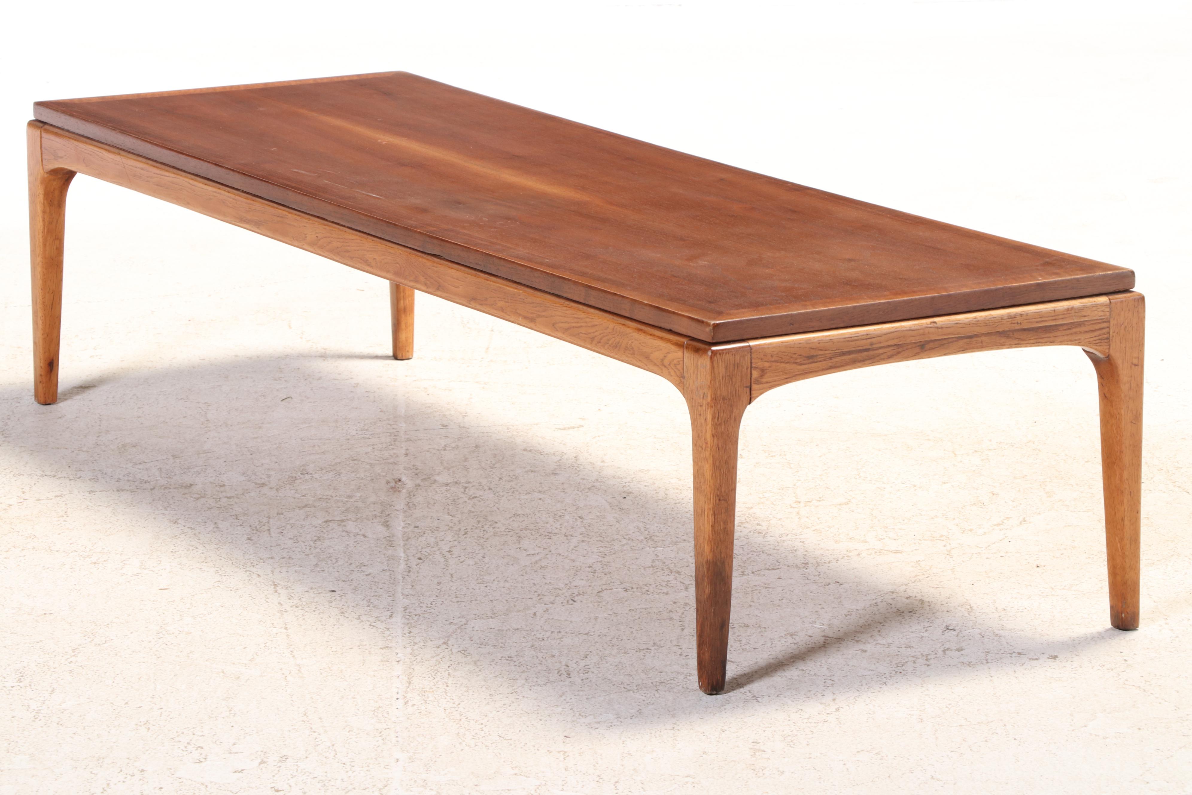 Lane Mid Century Modern Walnut and Ash Coffee Table