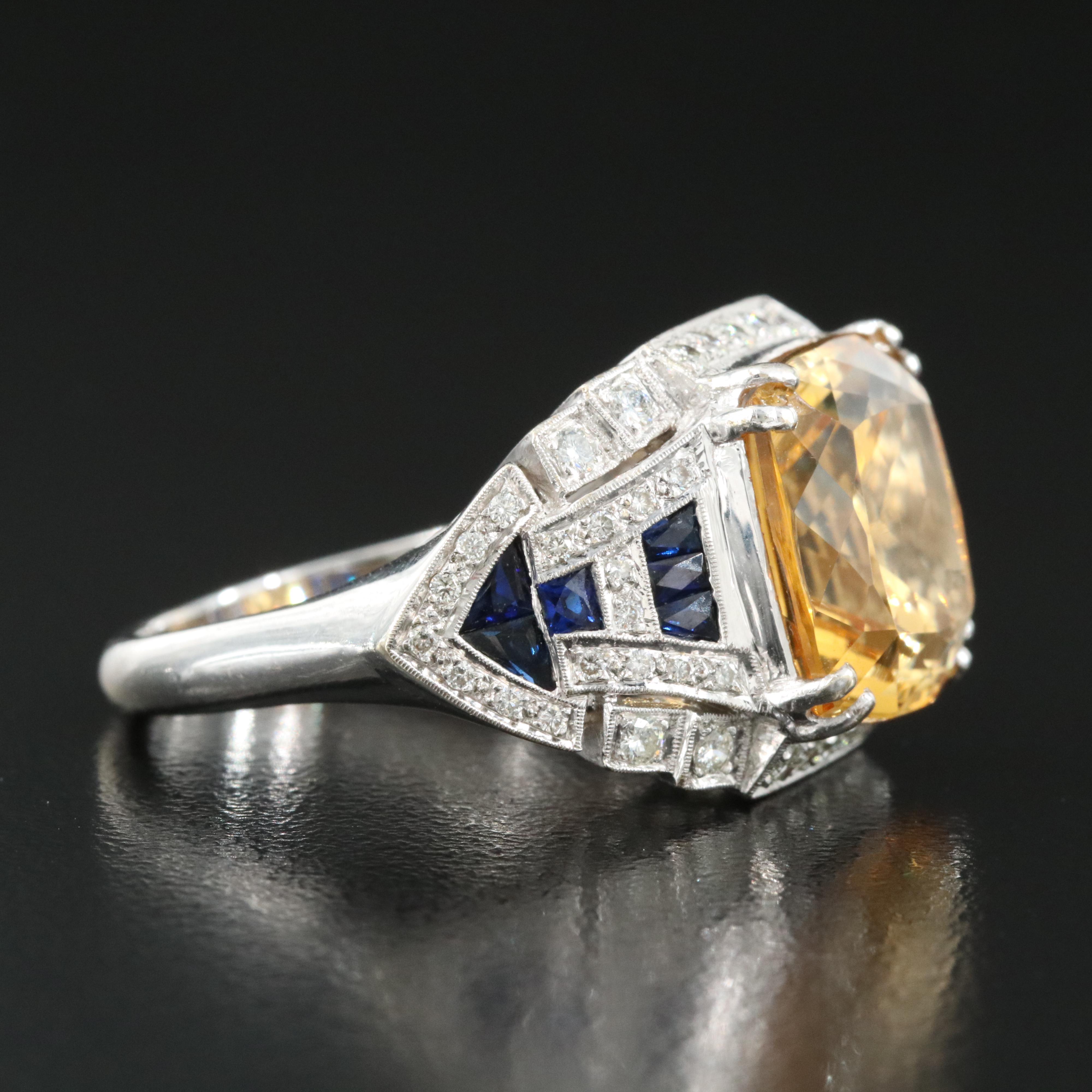 18K Citrine, Sapphire and Diamond Ring