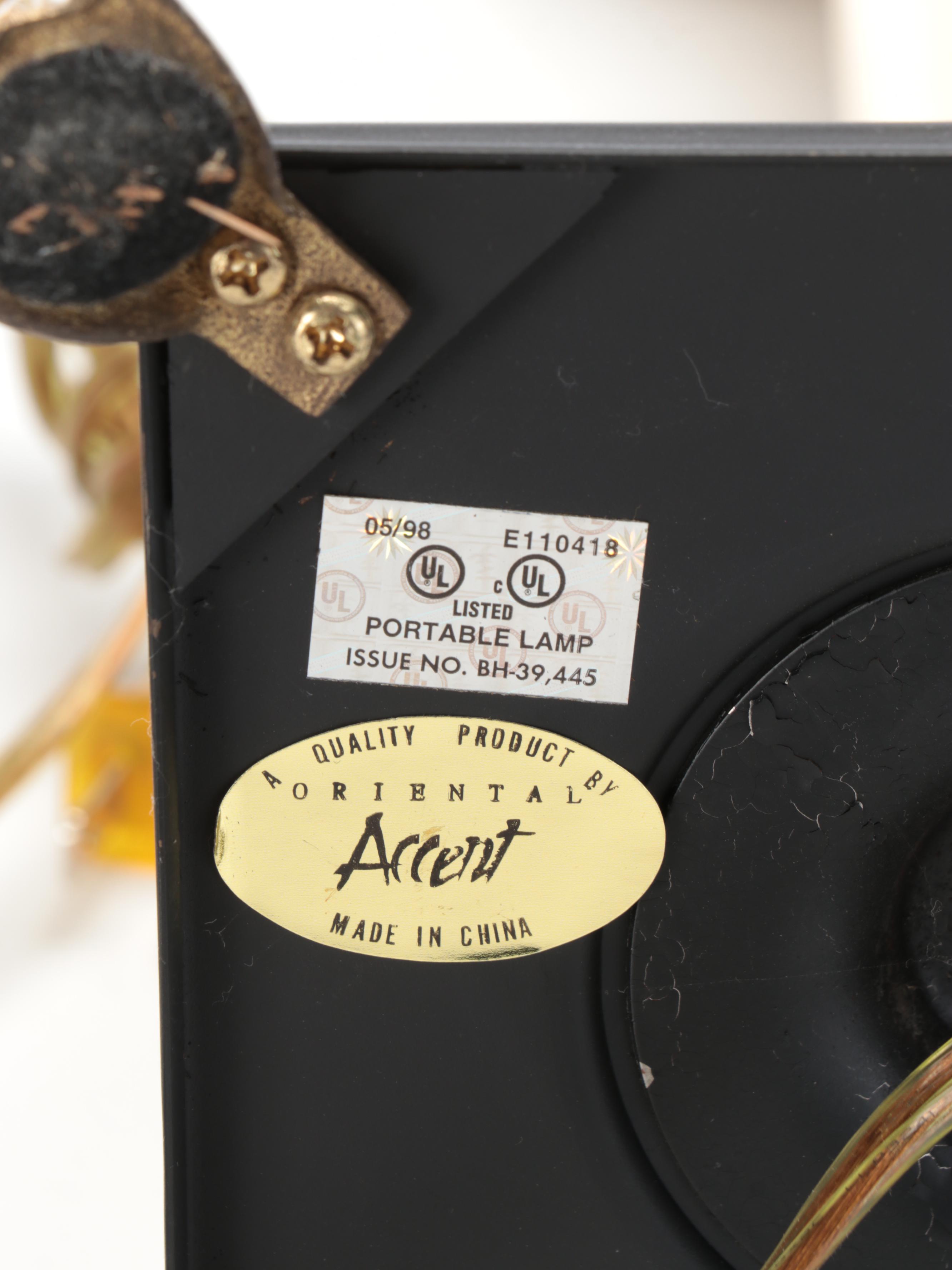 Neoclassical Style Brass Table Lamps with Laurel Leaf Motif Brass Finials