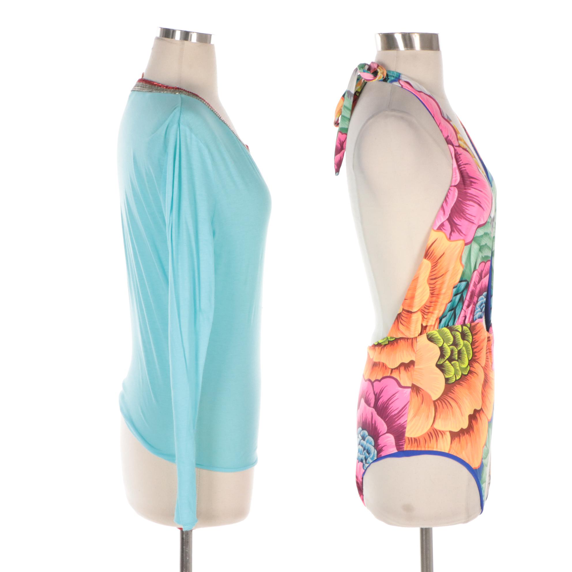 Mara Hoffman Reversible Floral One Piece Swimsuit, Tory Burch Embellished Top