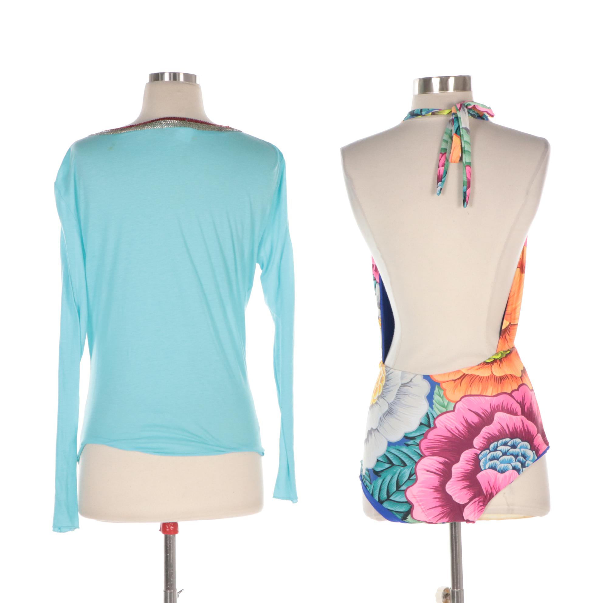 Mara Hoffman Reversible Floral One Piece Swimsuit, Tory Burch Embellished Top