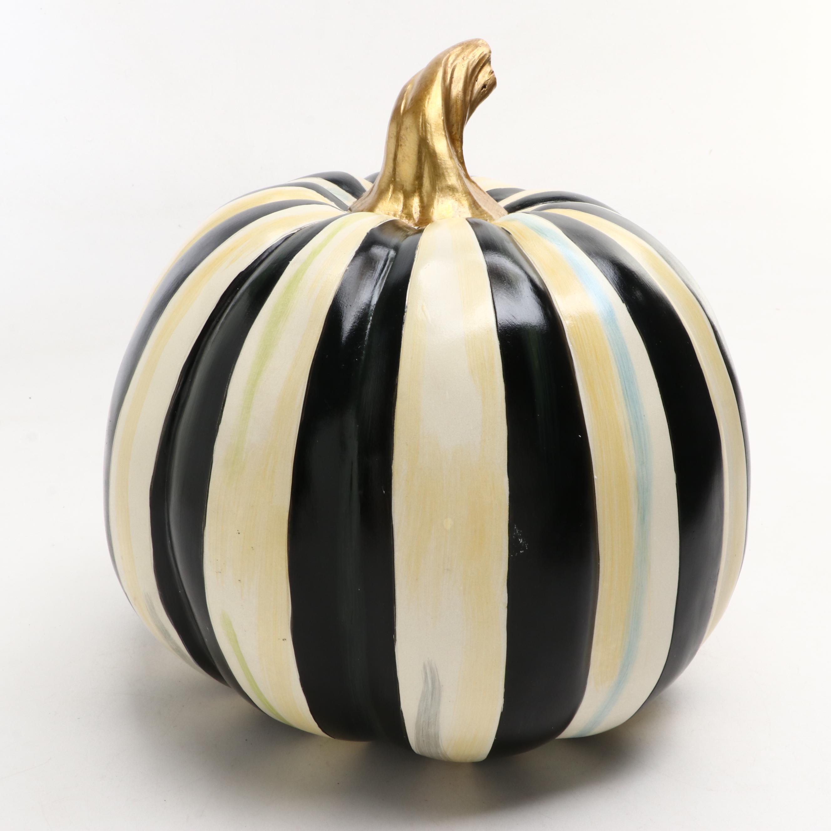 MacKenzie-Childs Courtly Stripe Hand-Painted Decorative Pumpkin