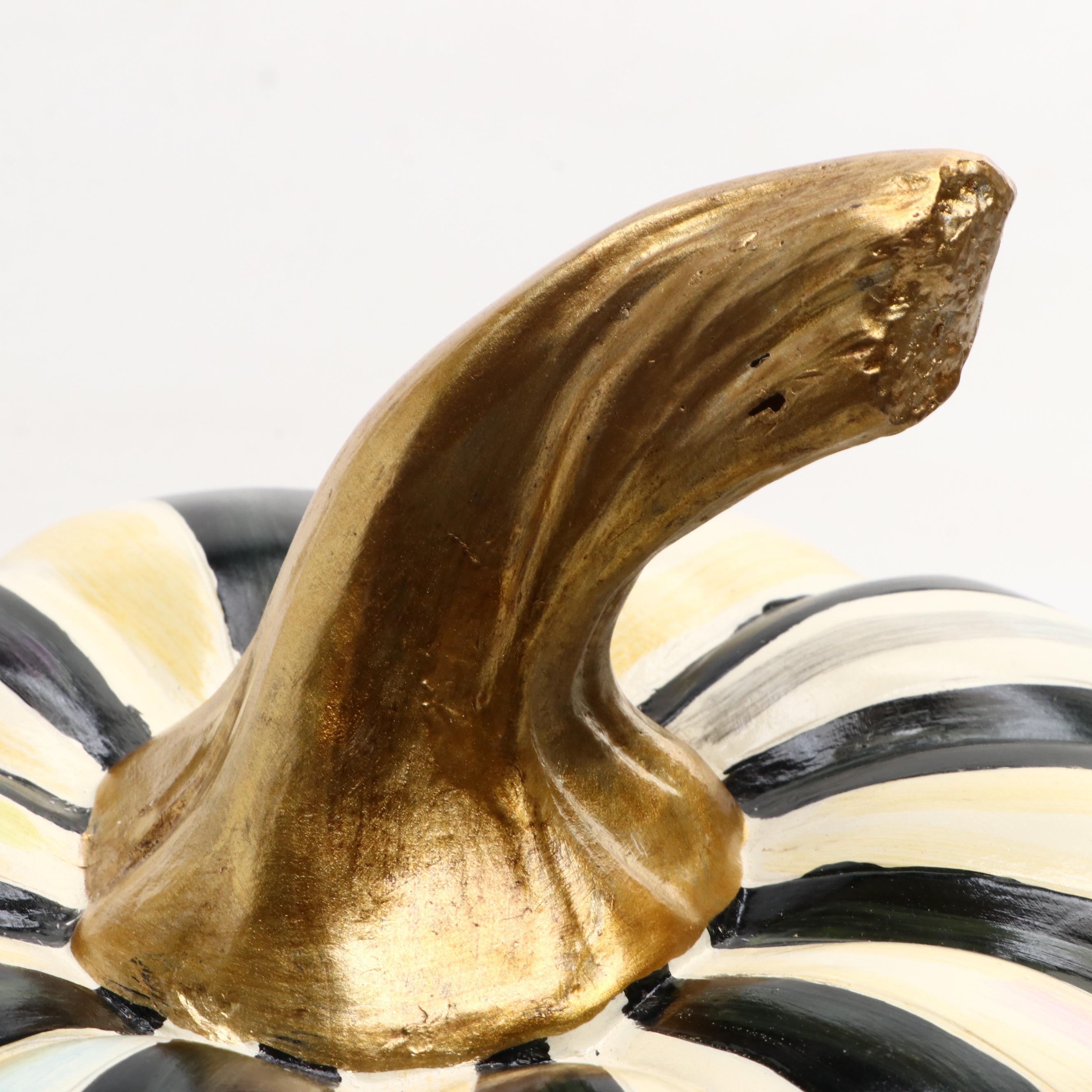 MacKenzie-Childs Courtly Stripe Hand-Painted Decorative Pumpkin