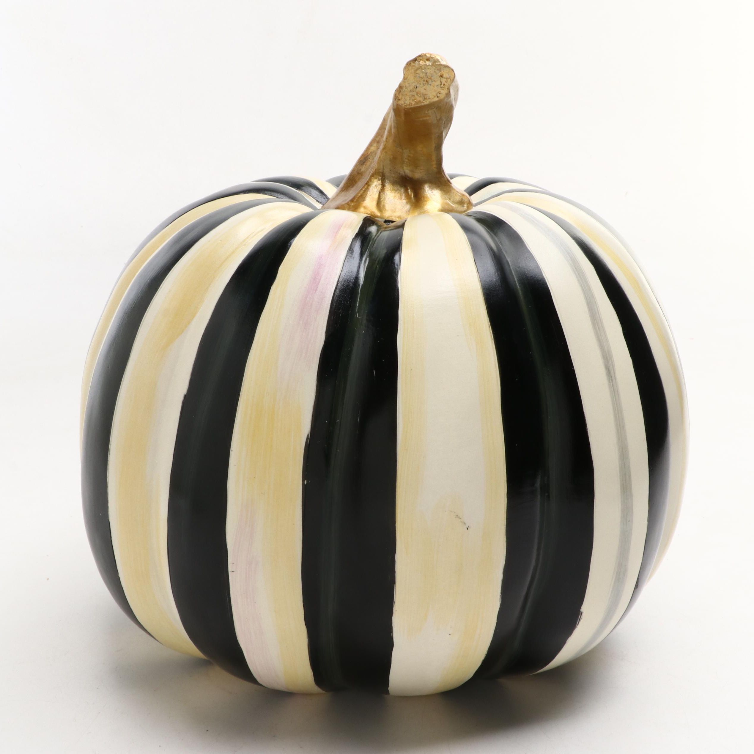 MacKenzie-Childs Courtly Stripe Hand-Painted Decorative Pumpkin