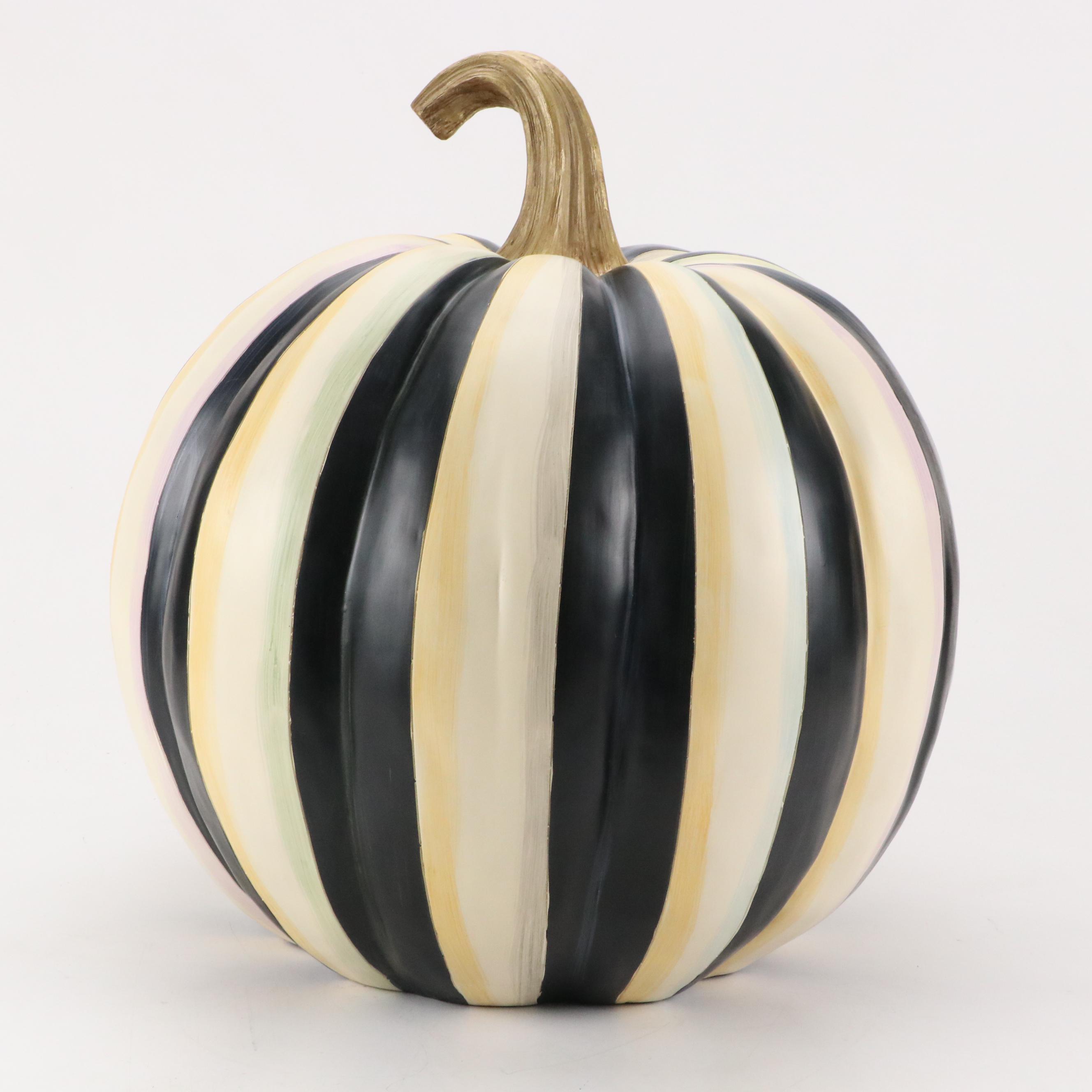 MacKenzie-Childs Courtly Stripe Hand-Painted Decorative Pumpkin