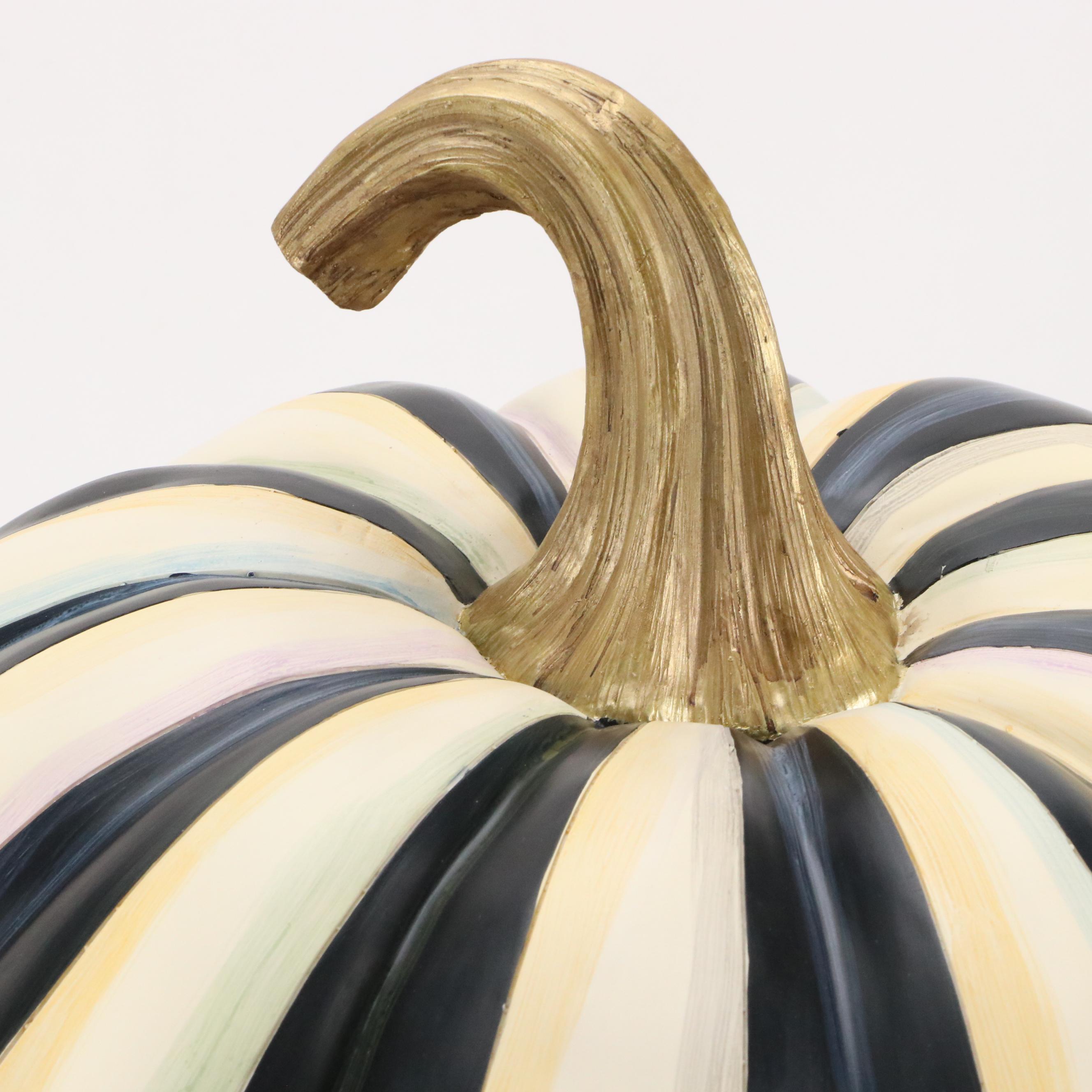MacKenzie-Childs Courtly Stripe Hand-Painted Decorative Pumpkin