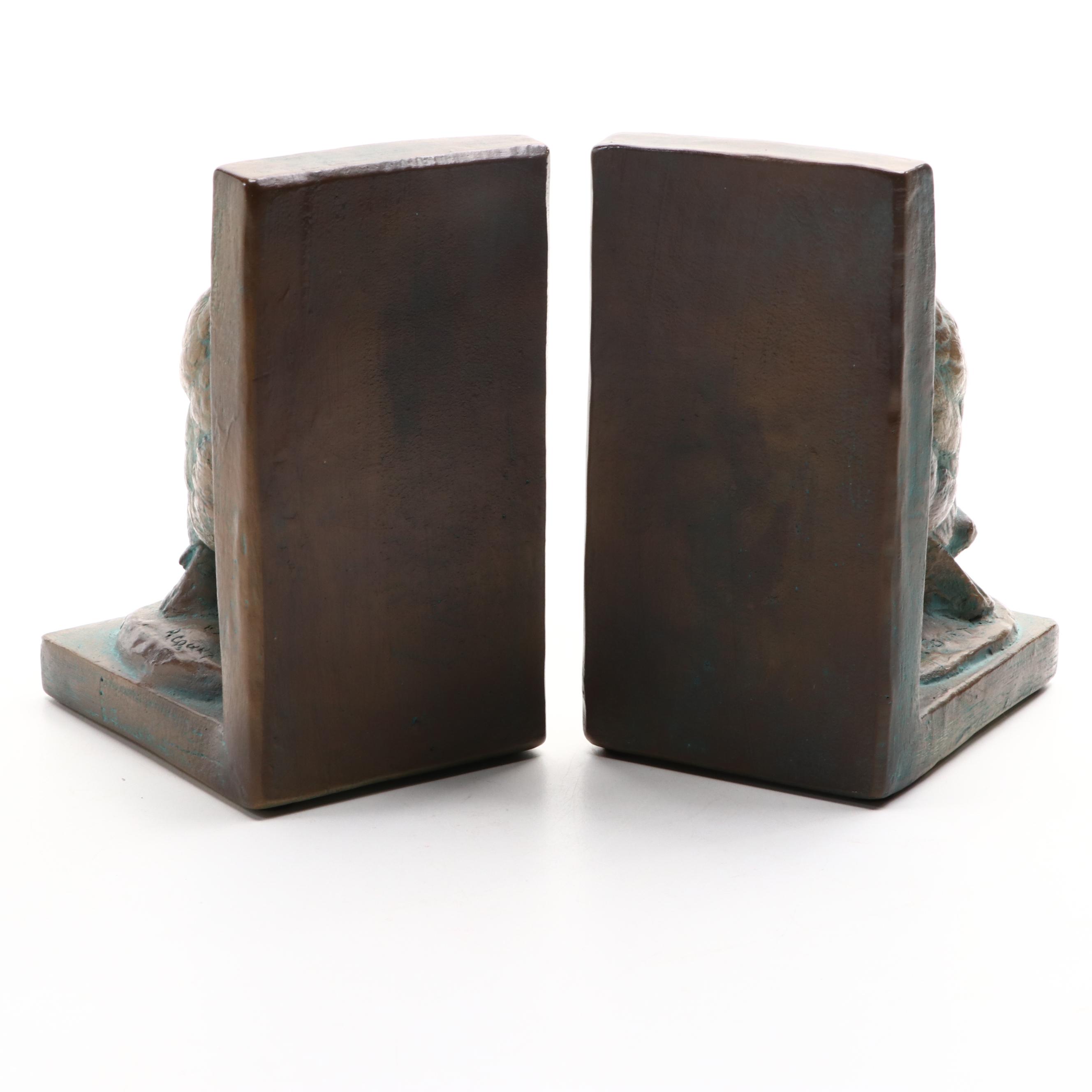 Verdigris Bronzed Ceramic Owl Bookends