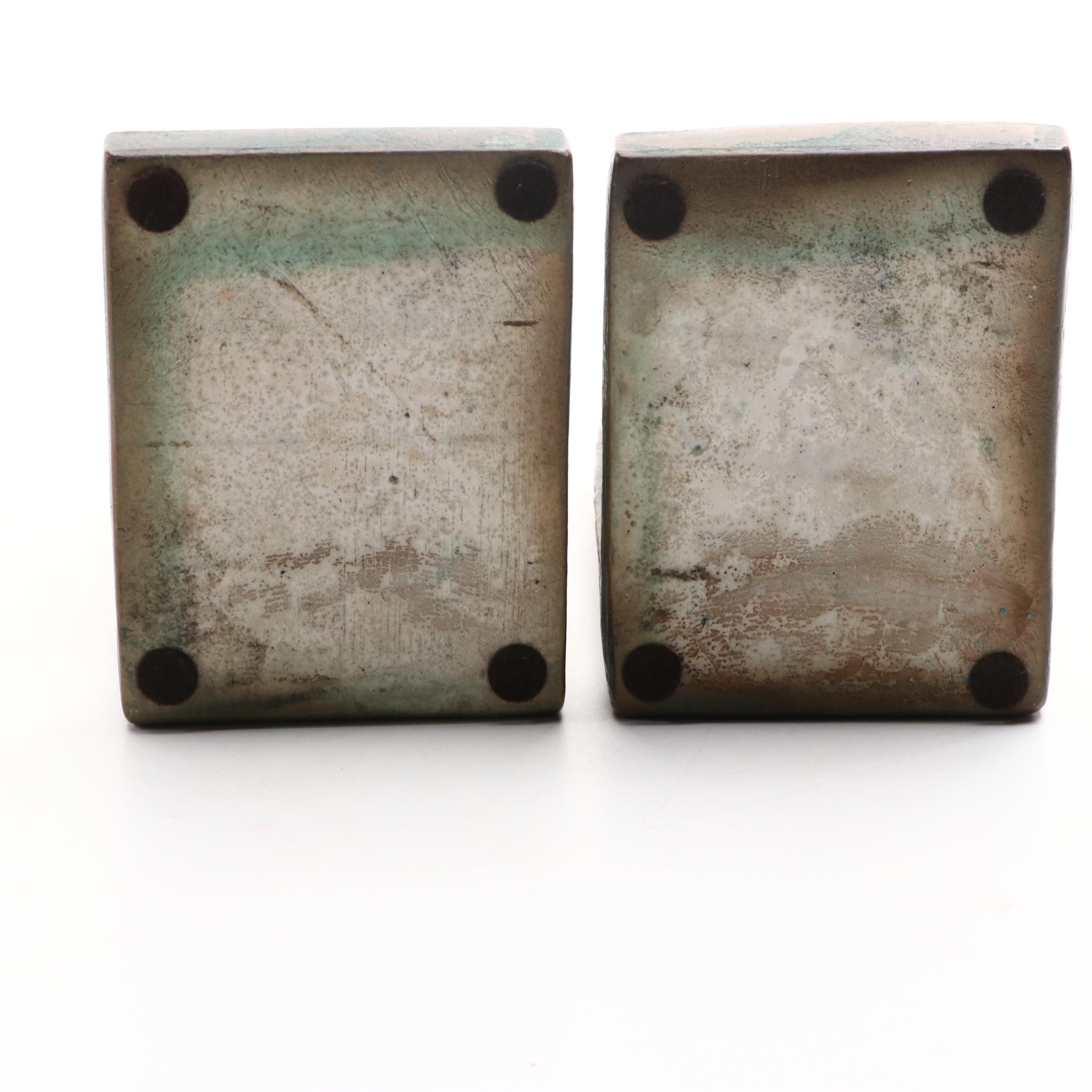 Verdigris Bronzed Ceramic Owl Bookends