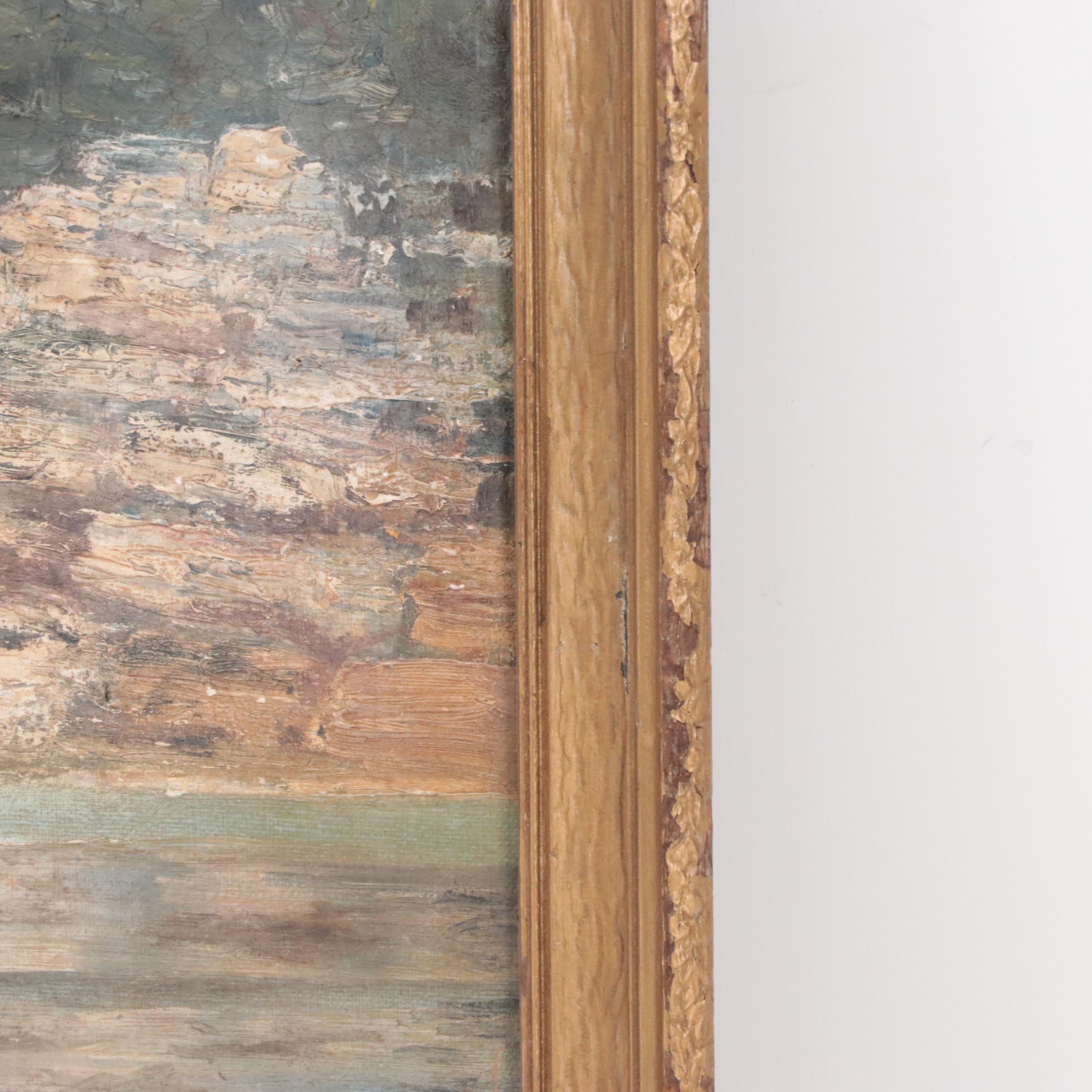 Mountain Lake Landscape Oil Painting