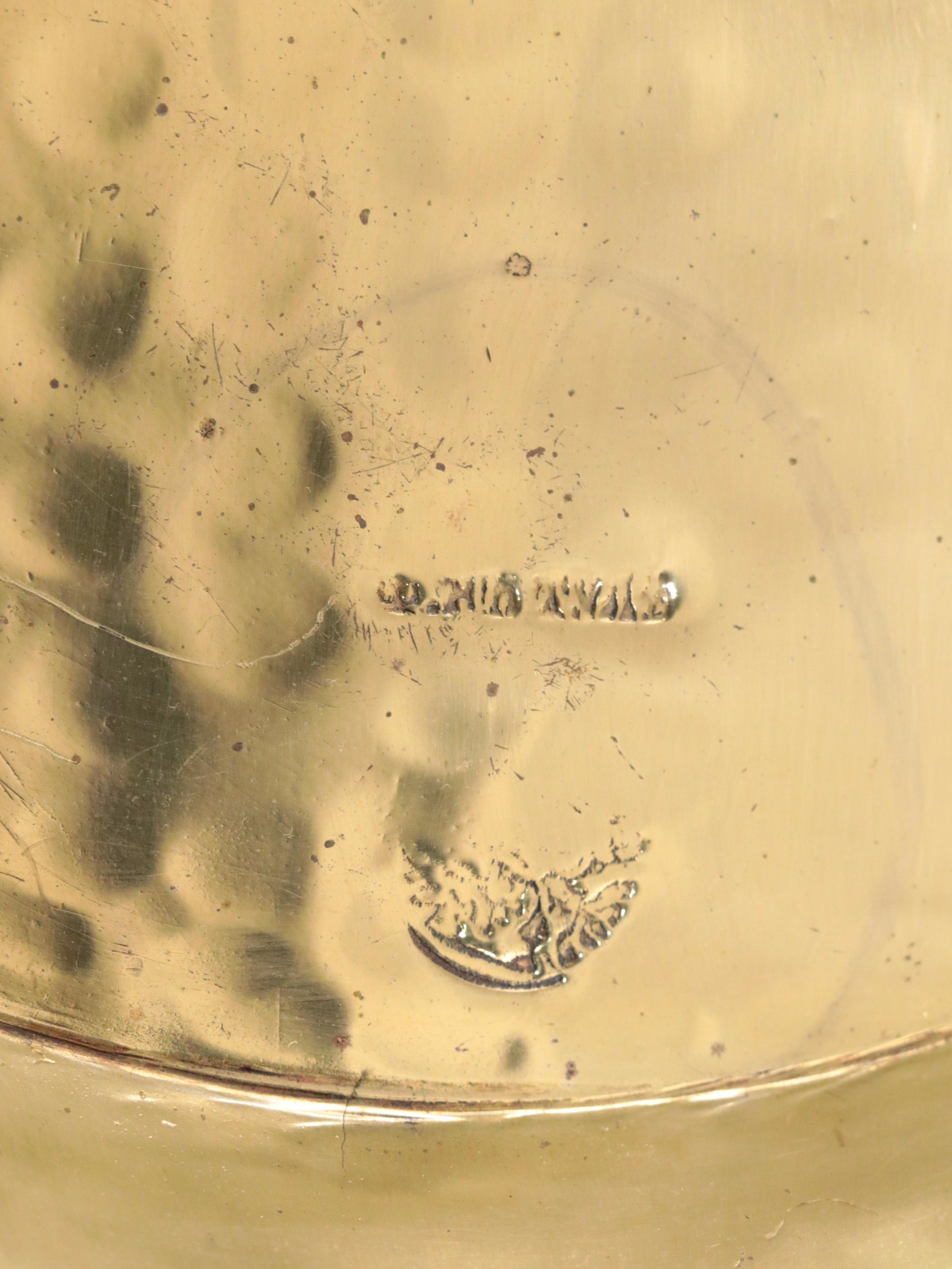 Russian Hammered Brass Coffee Service with Amber Glass Cruets