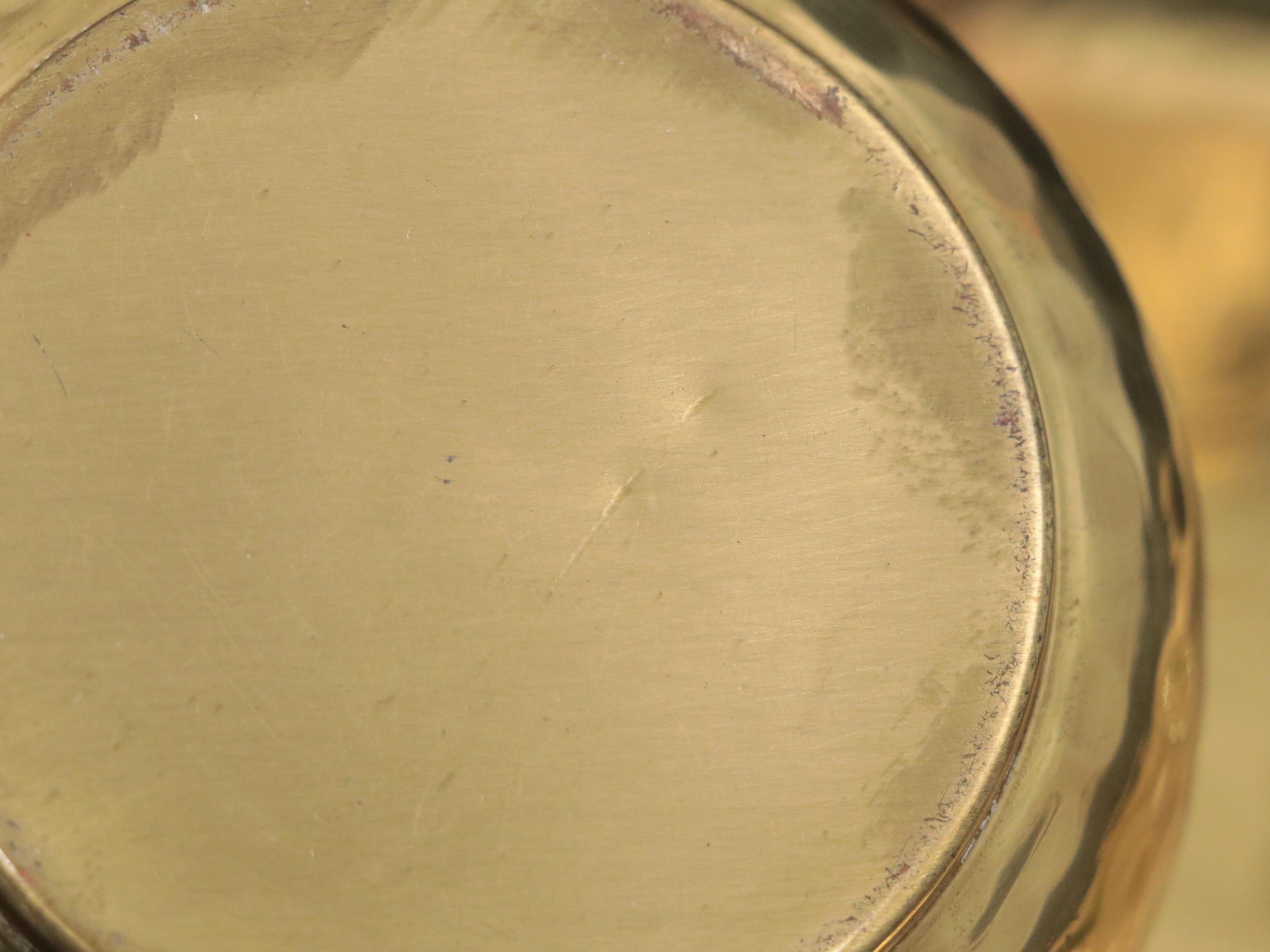 Russian Hammered Brass Coffee Service with Amber Glass Cruets