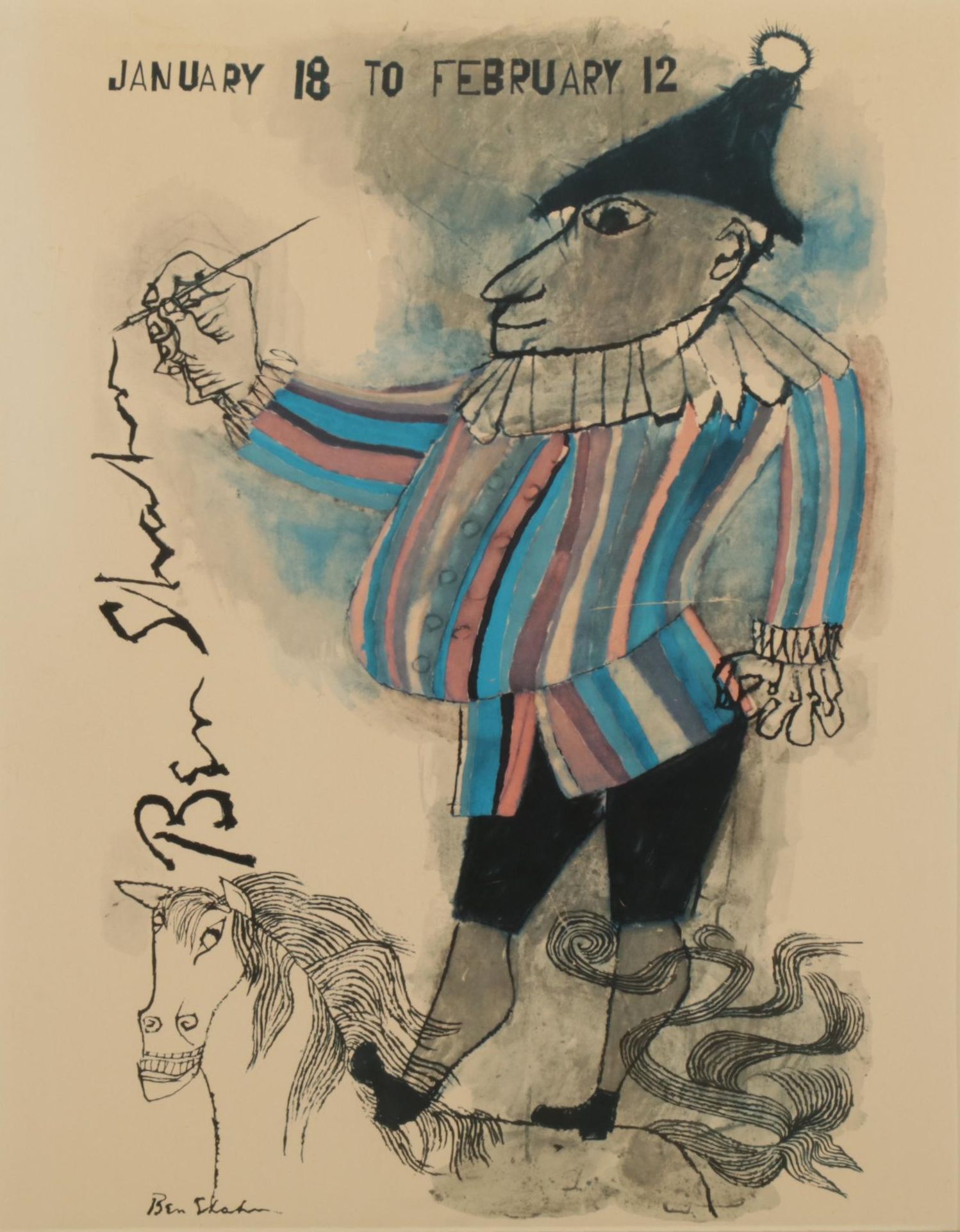 Offset Lithograph Exhibition Poster After Ben Shahn Featuring "Clown"