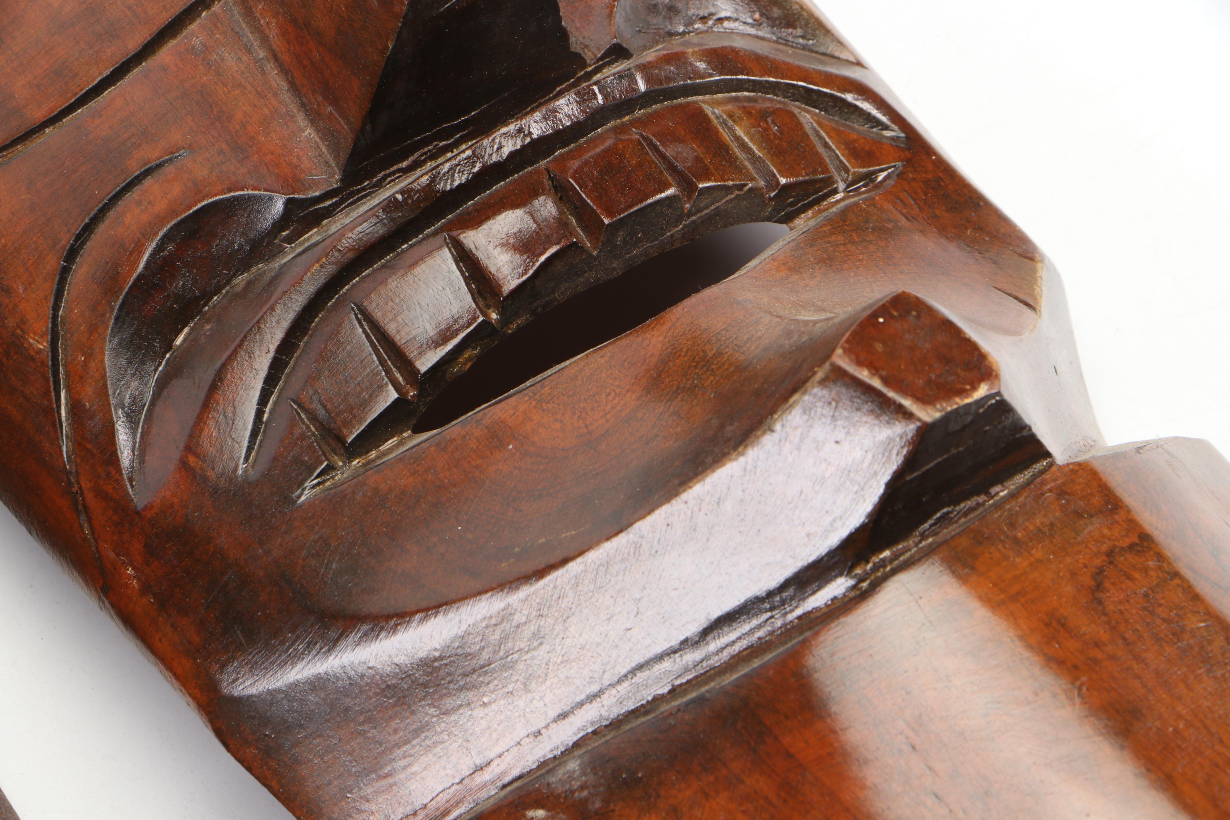 Polynesian Tiki Style Hand-Carved Wooden Masks