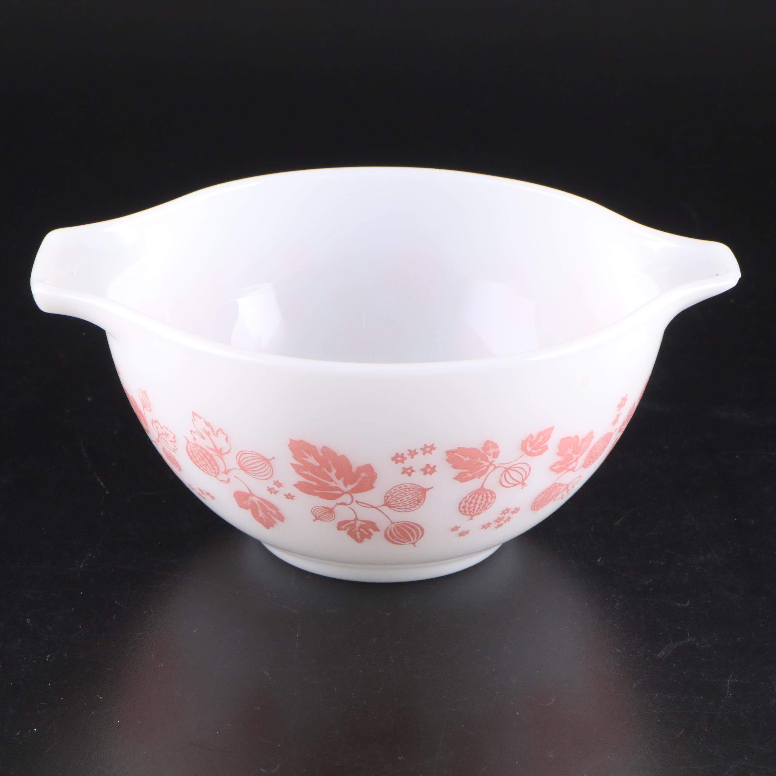 Pyrex "Gooseberry Pink" Glass Cinderella Mixing Bowls, 1957–1966