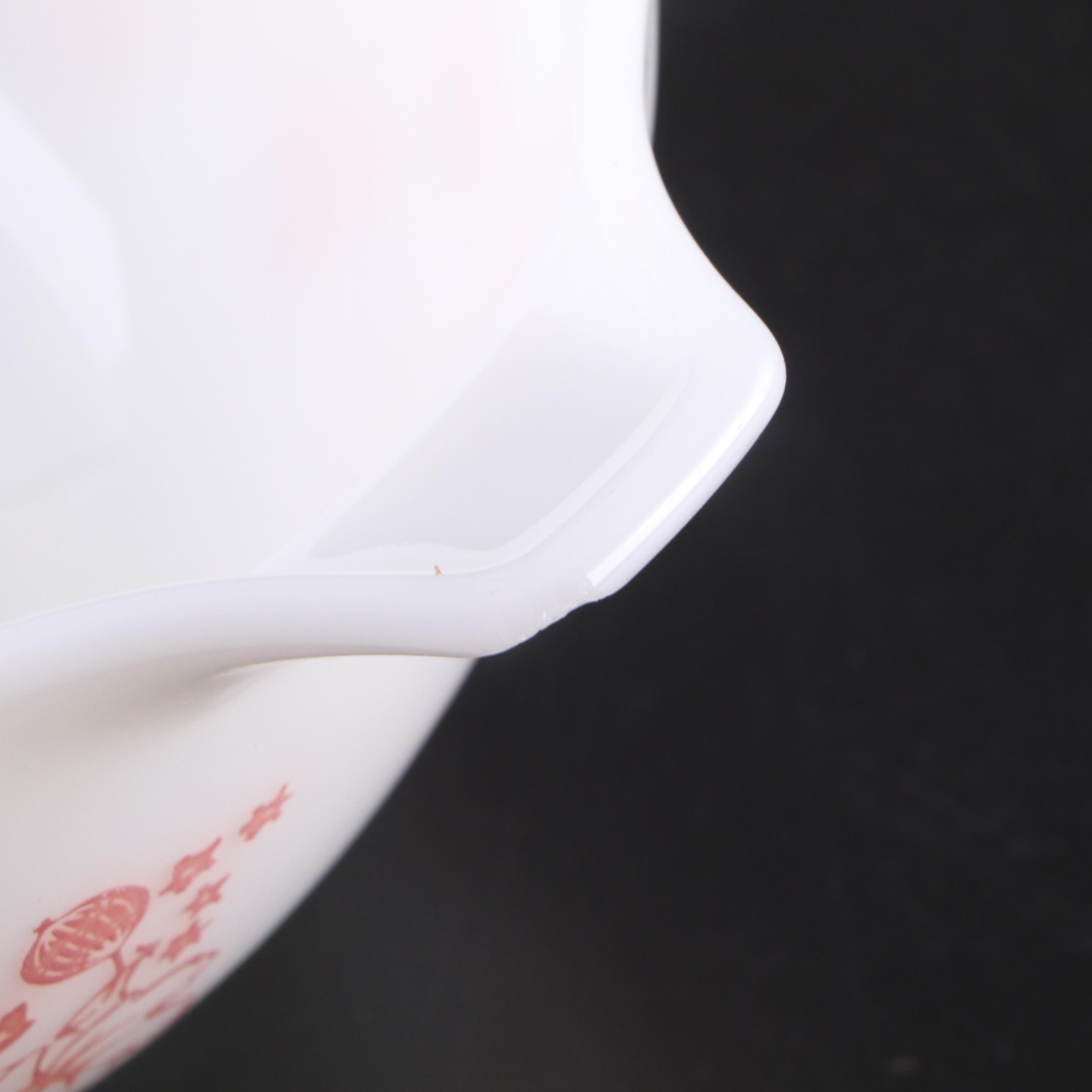 Pyrex "Gooseberry Pink" Glass Cinderella Mixing Bowls, 1957–1966