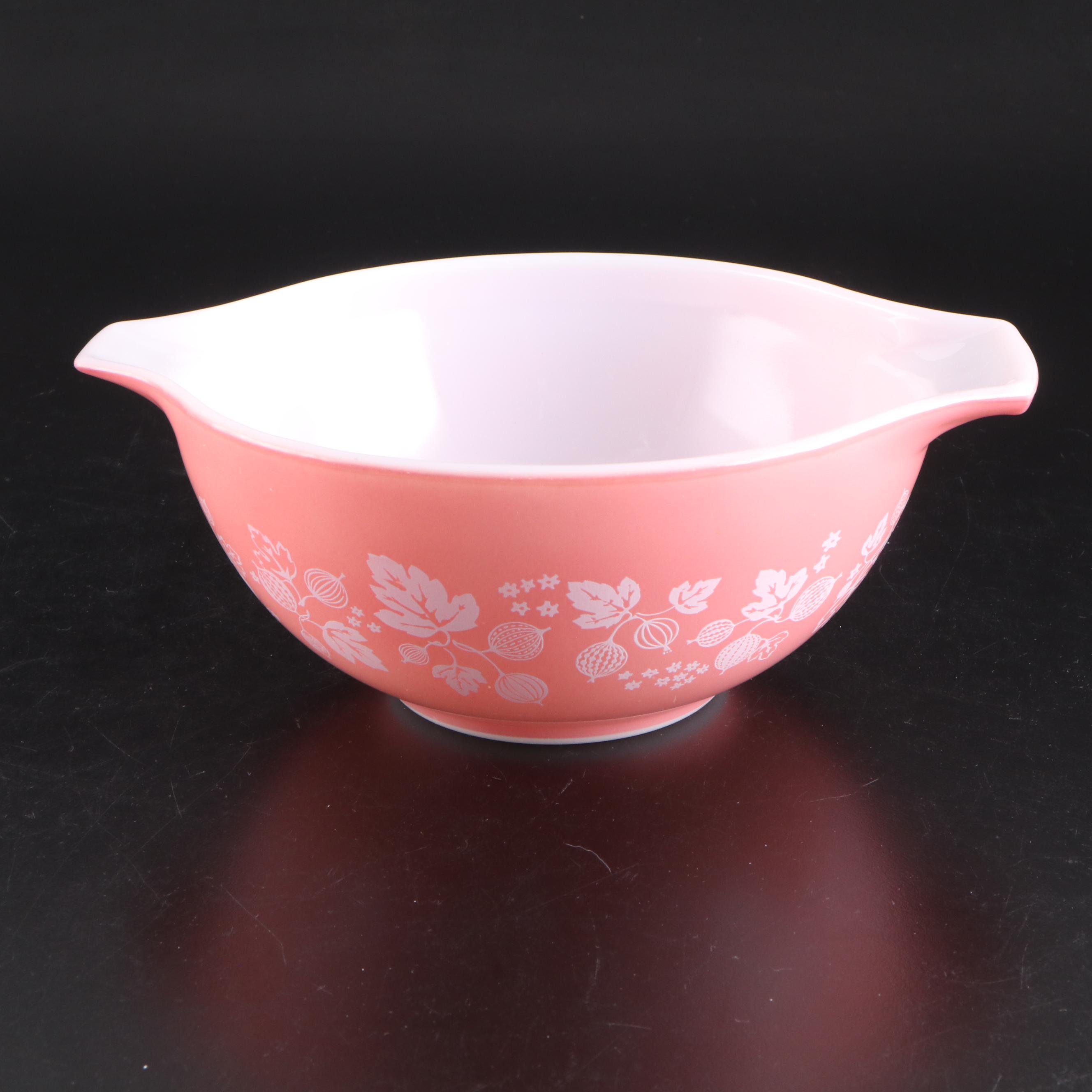 Pyrex "Gooseberry Pink" Glass Cinderella Mixing Bowls, 1957–1966