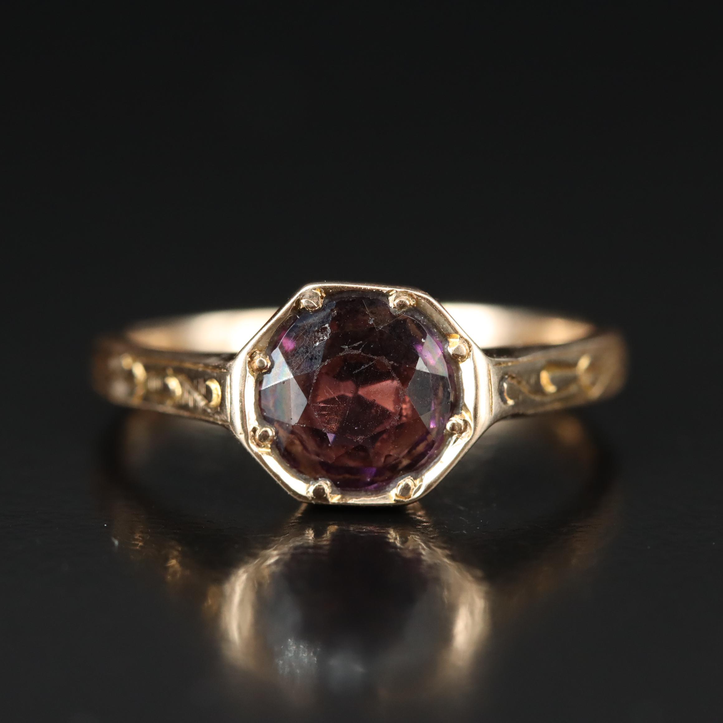 Antique 10K Garnet Glass Doublet Ring