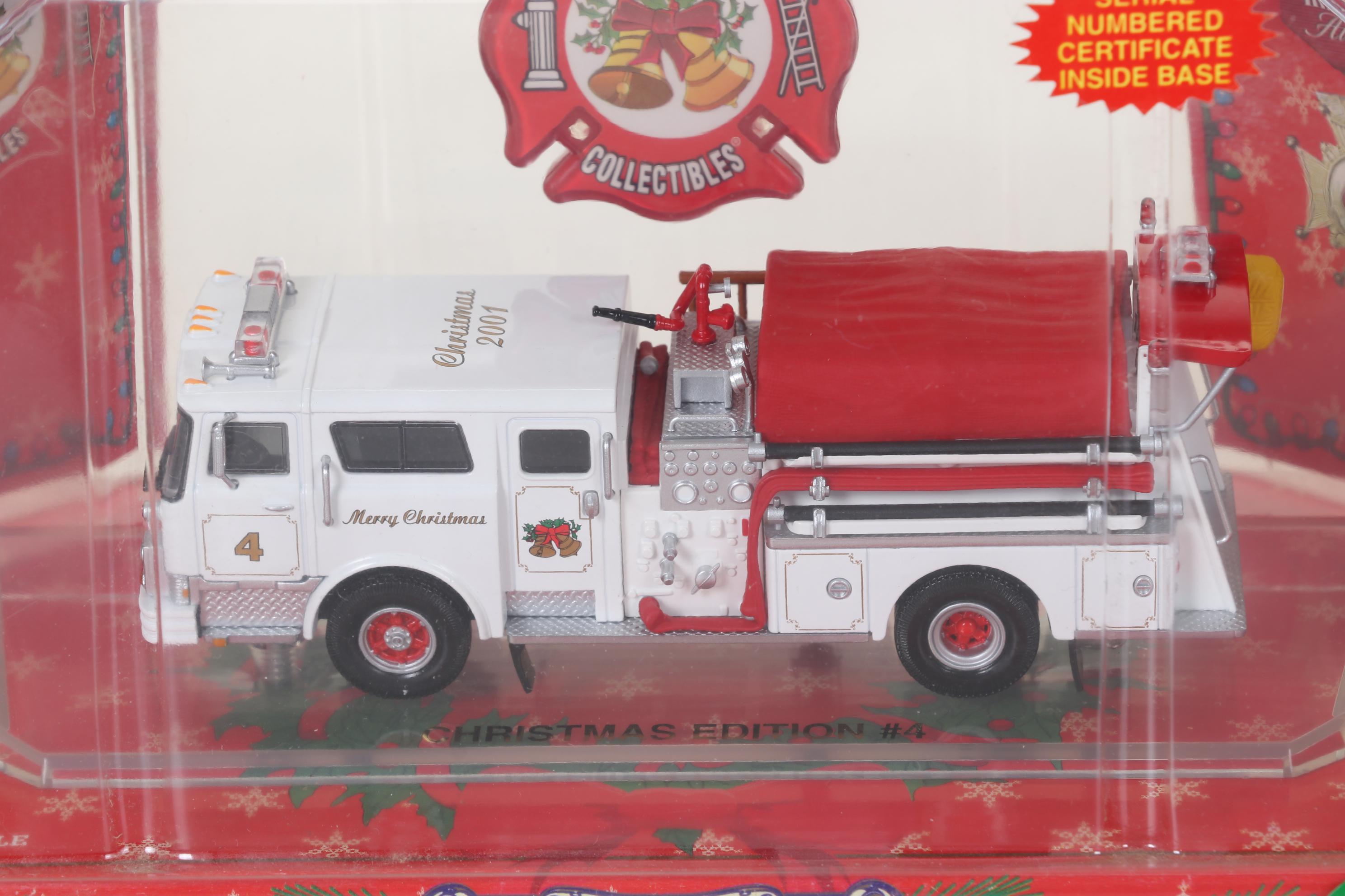 Four Code 3 Limited Edition Die Cast 1/64 Scale Fire Trucks, 21st Century