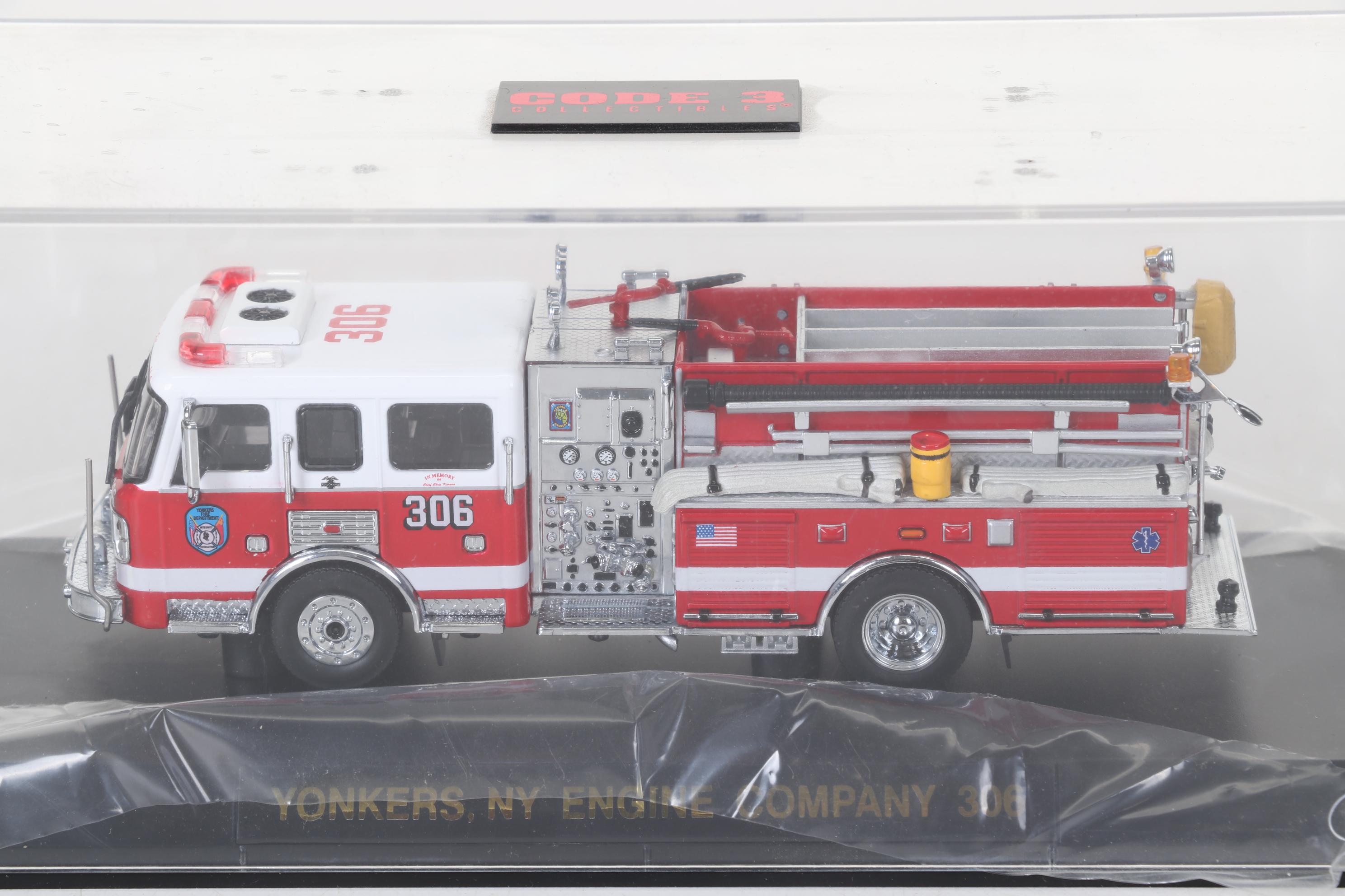 Four Code 3 Limited Edition Die Cast 1/64 Scale Fire Trucks, 21st Century