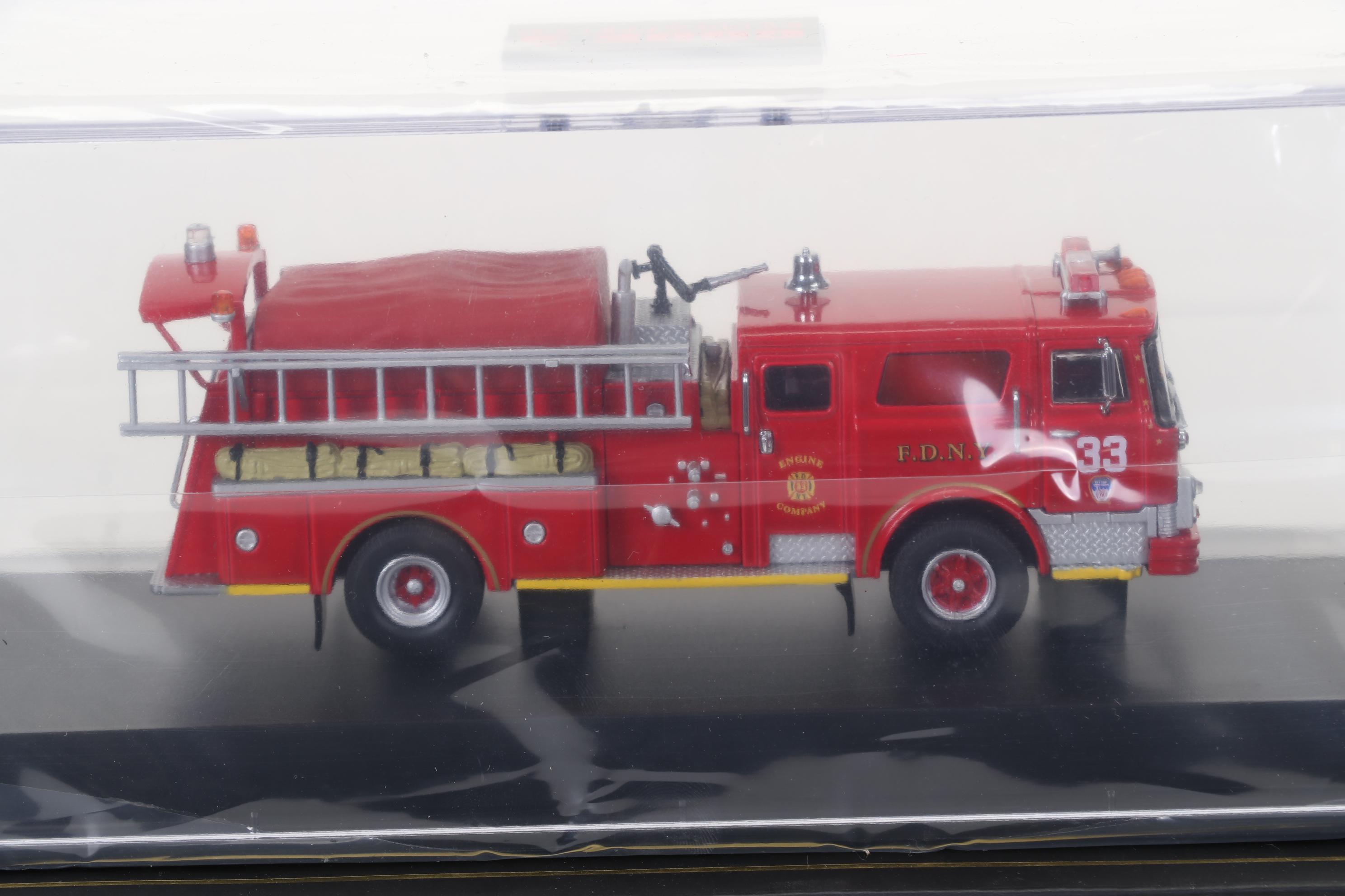 Four Code 3 Limited Edition Die Cast 1/64 Scale Fire Trucks, 21st Century