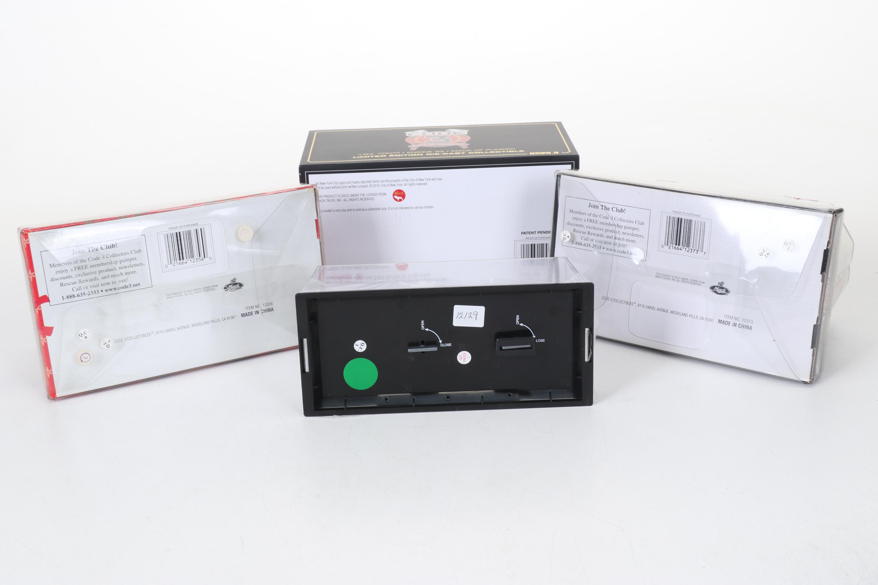 Four Code 3 Limited Edition Die Cast 1/64 Scale Fire Trucks, 21st Century