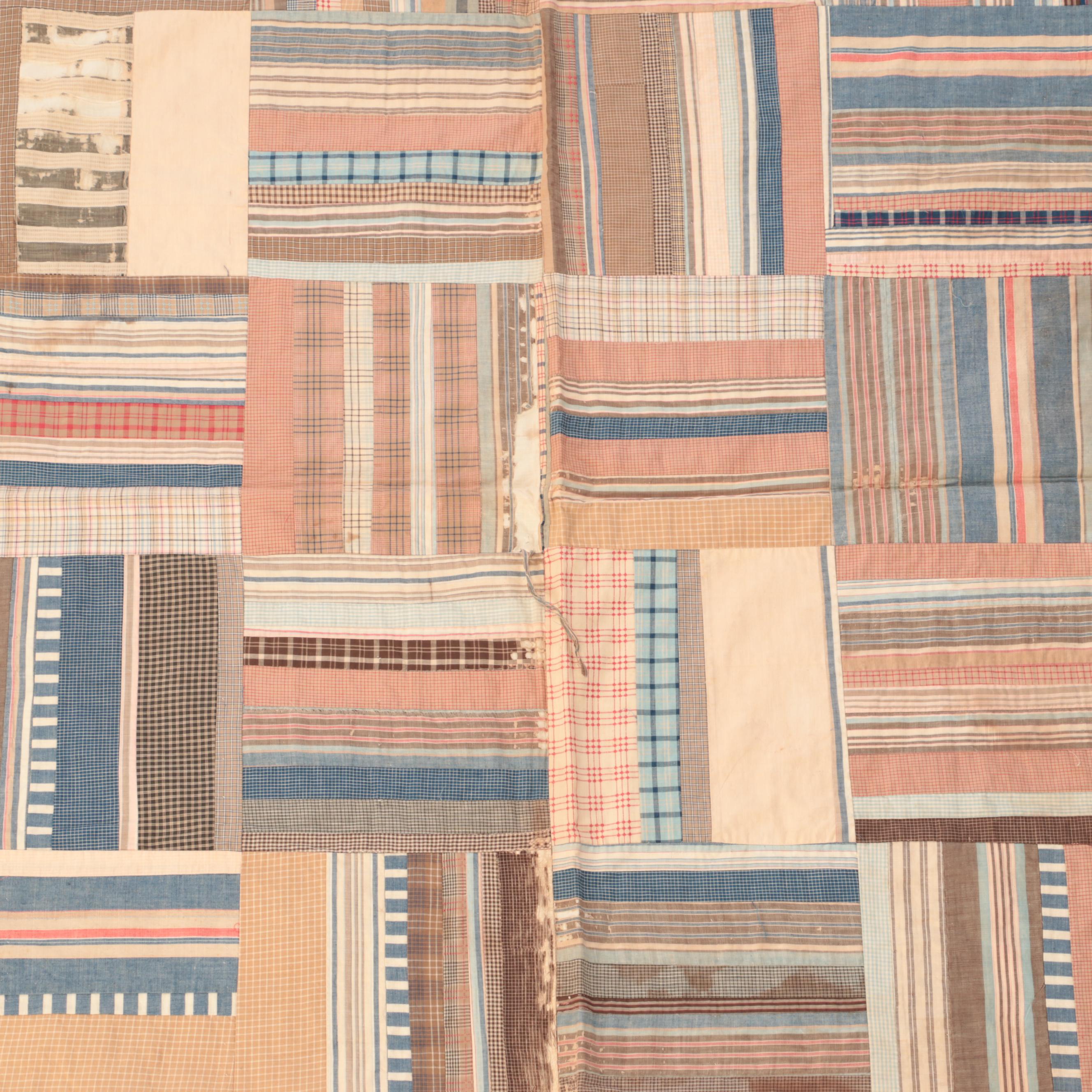 Hand-Pieced Patchwork Quilts Including Pinwheel and Striped Blocks