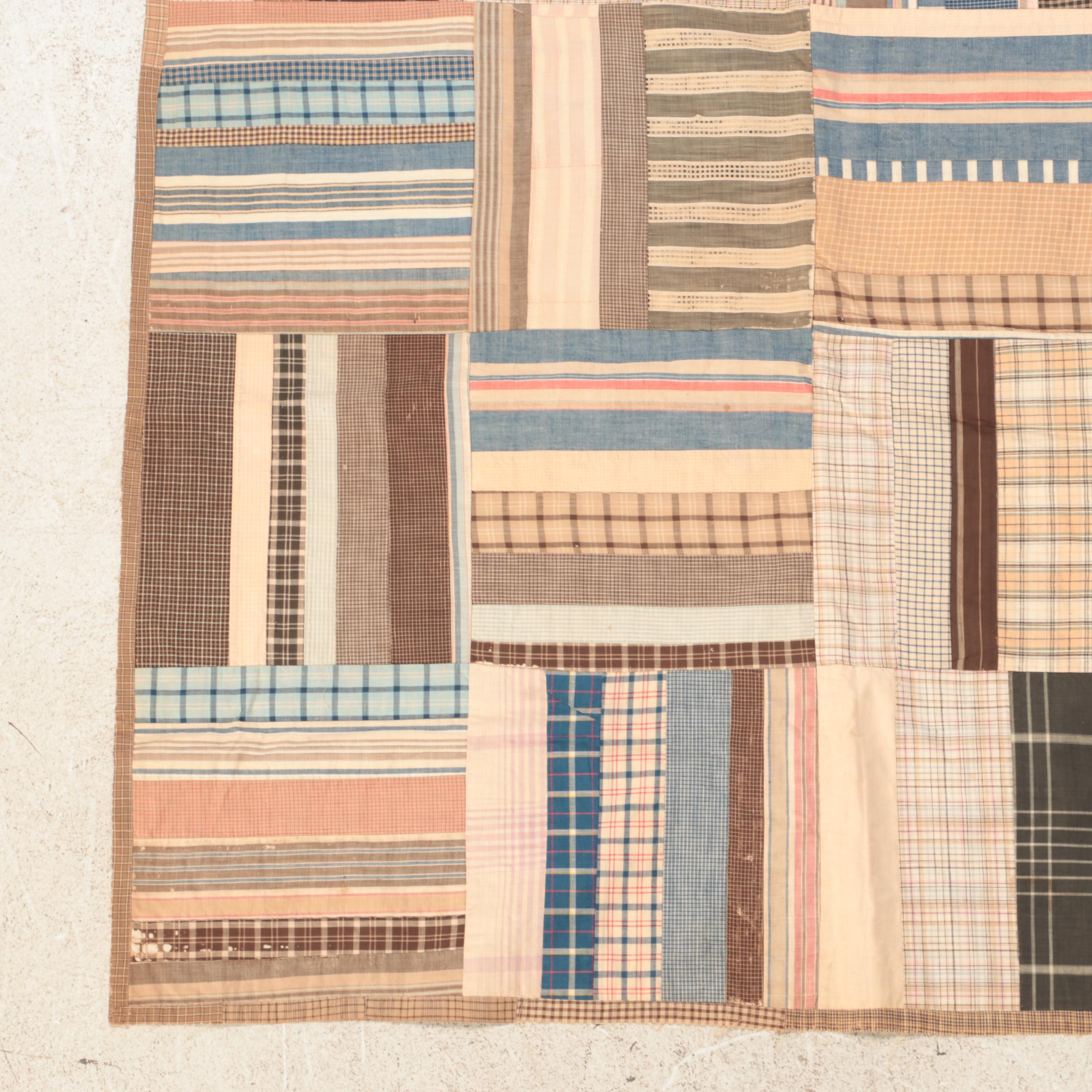 Hand-Pieced Patchwork Quilts Including Pinwheel and Striped Blocks