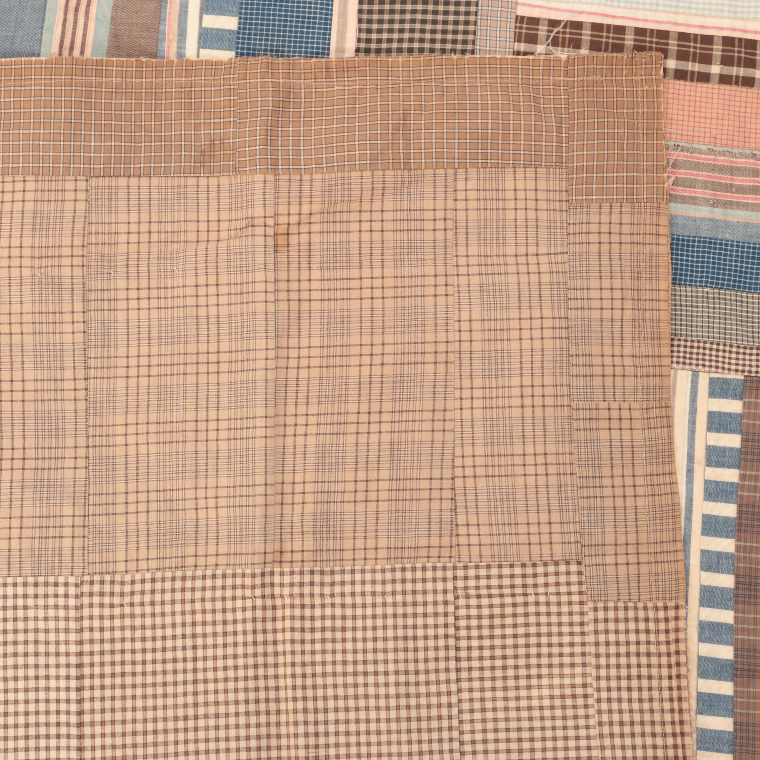 Hand-Pieced Patchwork Quilts Including Pinwheel and Striped Blocks