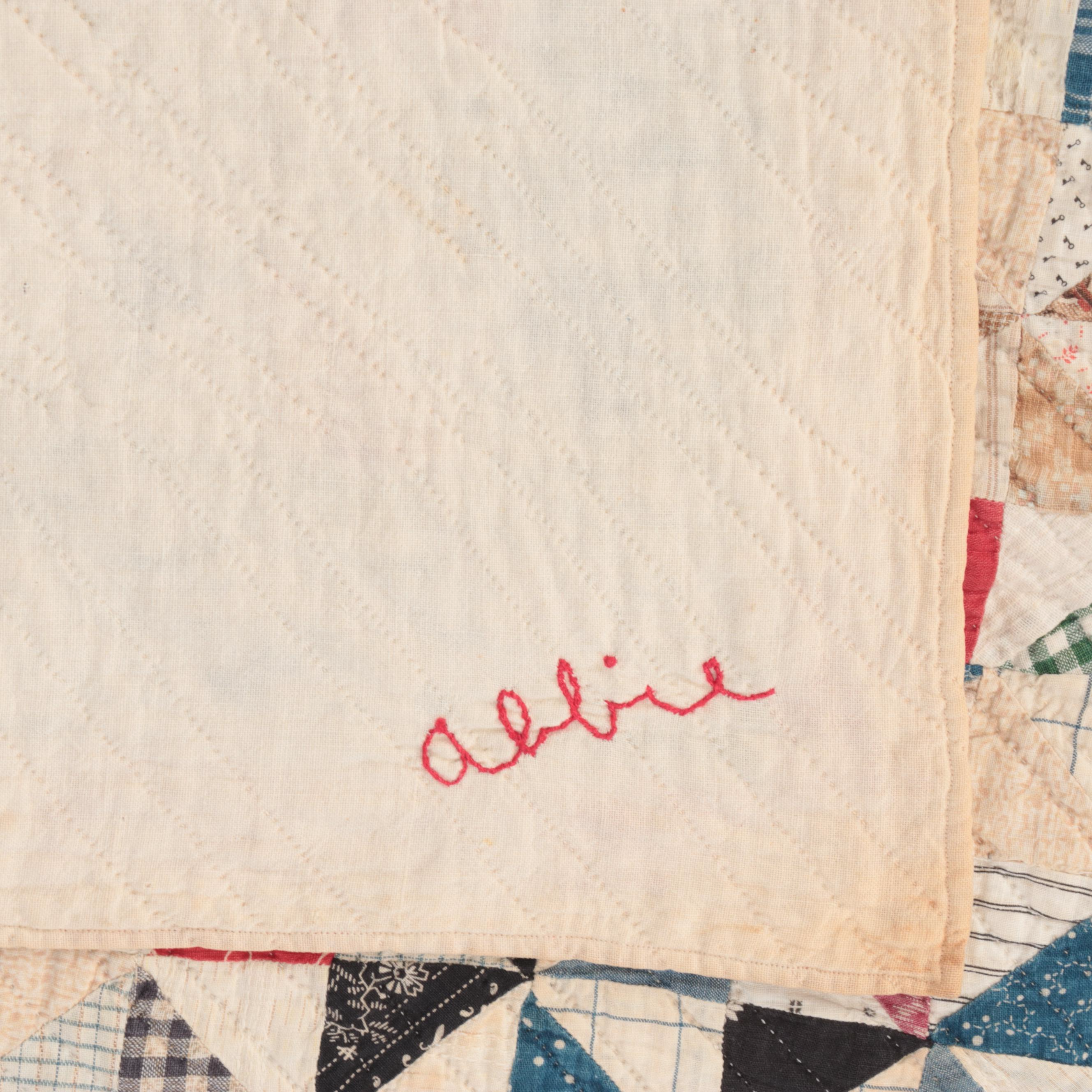 Hand-Pieced Patchwork Quilts Including Pinwheel and Striped Blocks