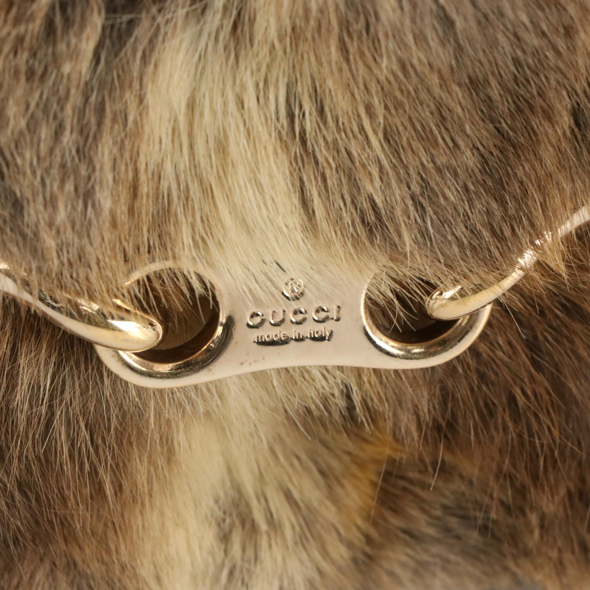 Gucci Limited Edition 85th Anniversary Rabbit Fur Horsebit Shoulder Satchel