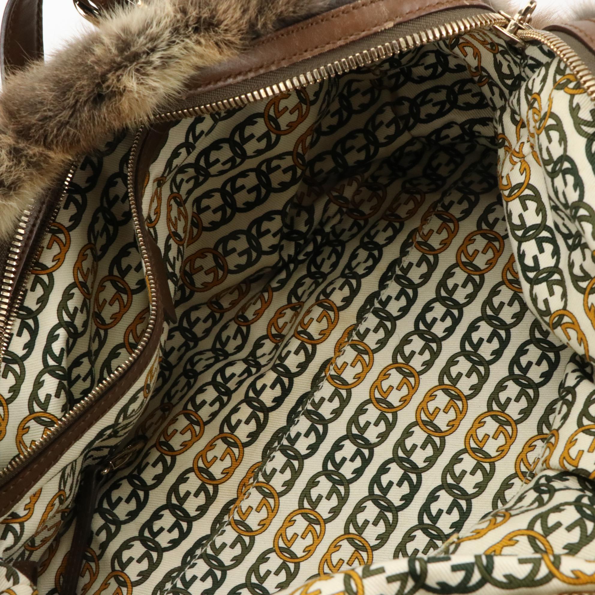 Gucci Limited Edition 85th Anniversary Rabbit Fur Horsebit Shoulder Satchel