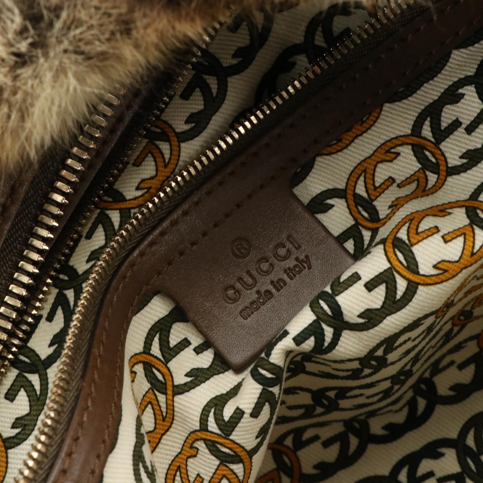 Gucci Limited Edition 85th Anniversary Rabbit Fur Horsebit Shoulder Satchel