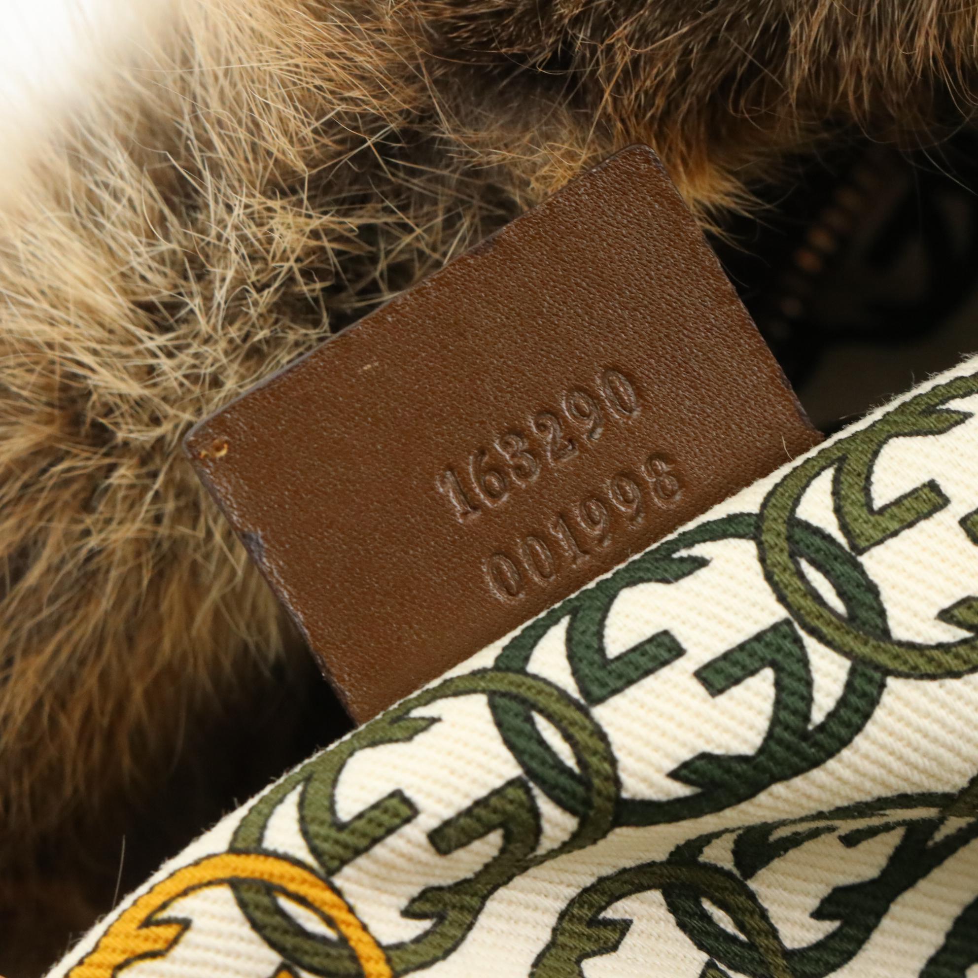 Gucci Limited Edition 85th Anniversary Rabbit Fur Horsebit Shoulder Satchel