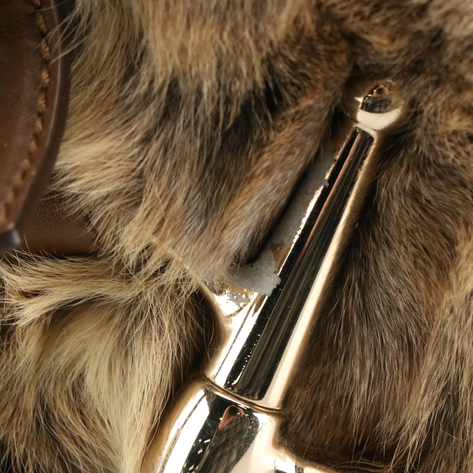 Gucci Limited Edition 85th Anniversary Rabbit Fur Horsebit Shoulder Satchel