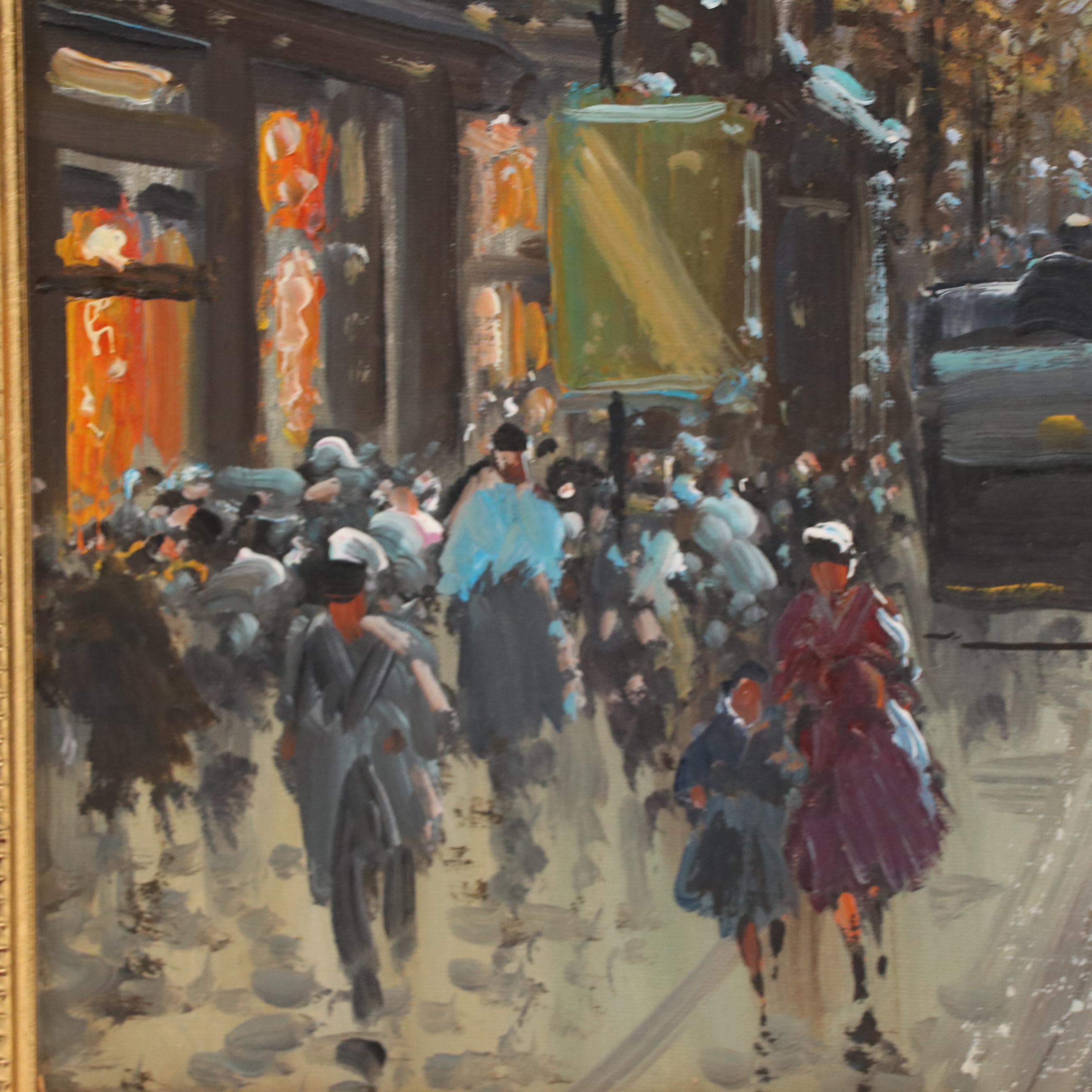 Parisian Street Scene Oil Painting