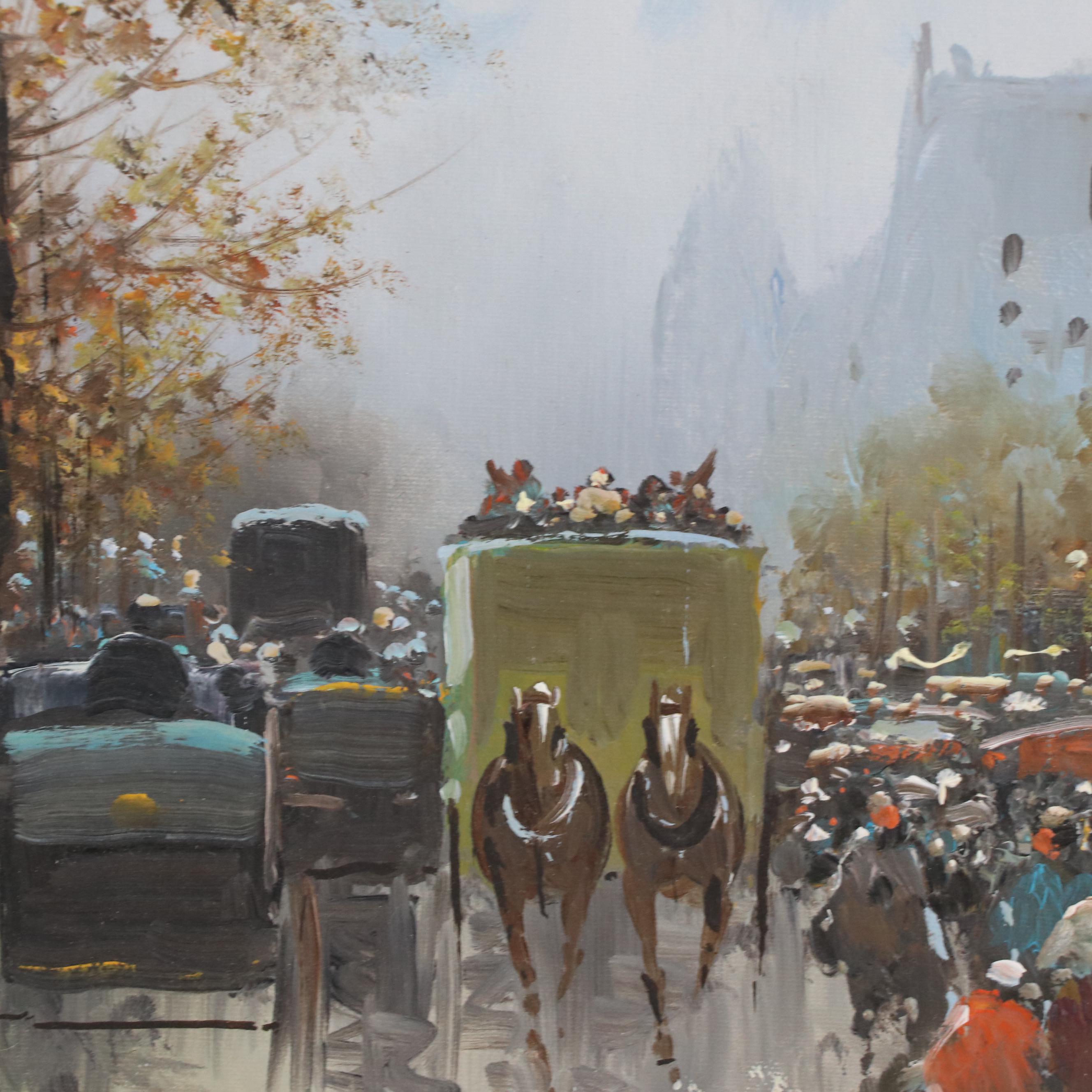 Parisian Street Scene Oil Painting