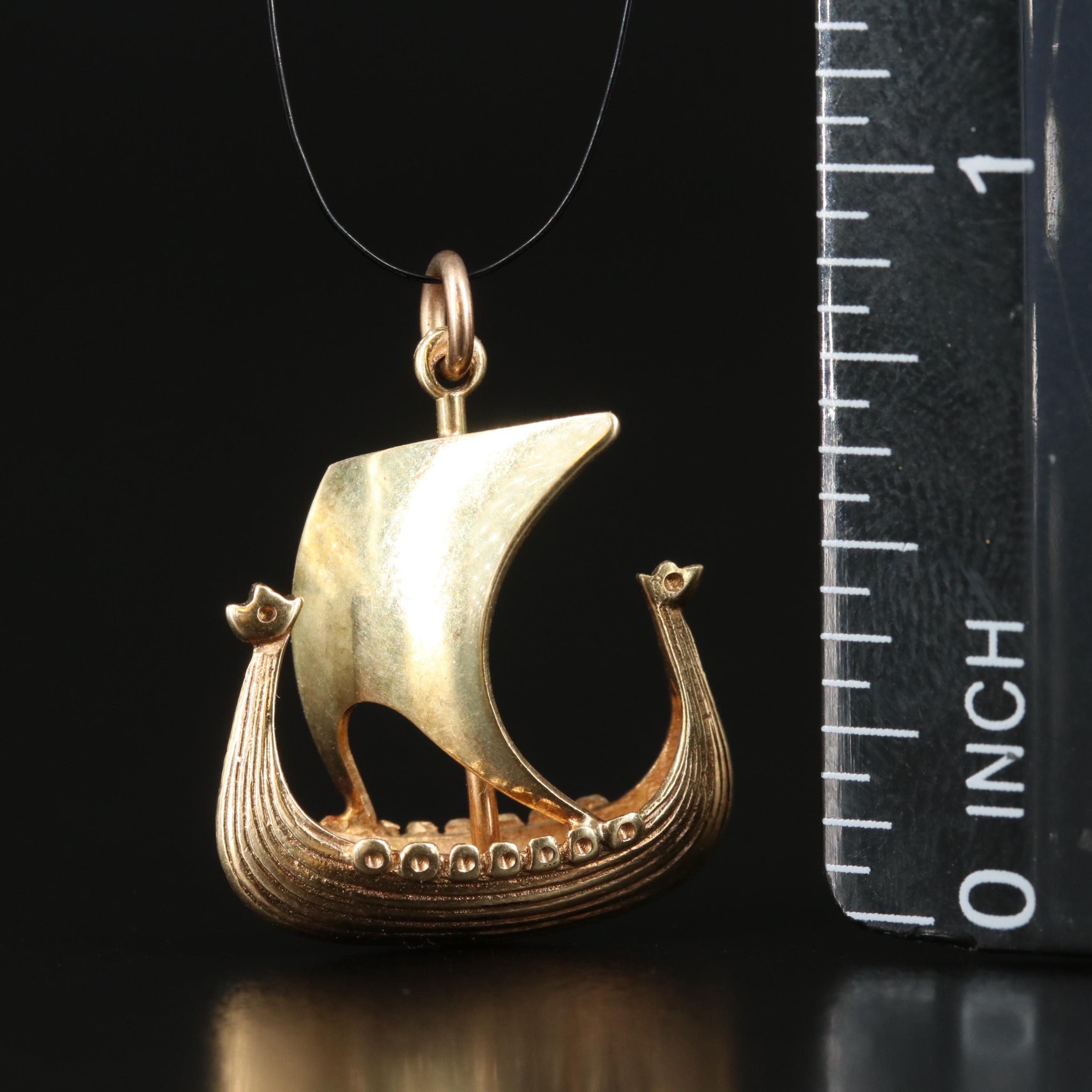14K Viking Longship Pendant