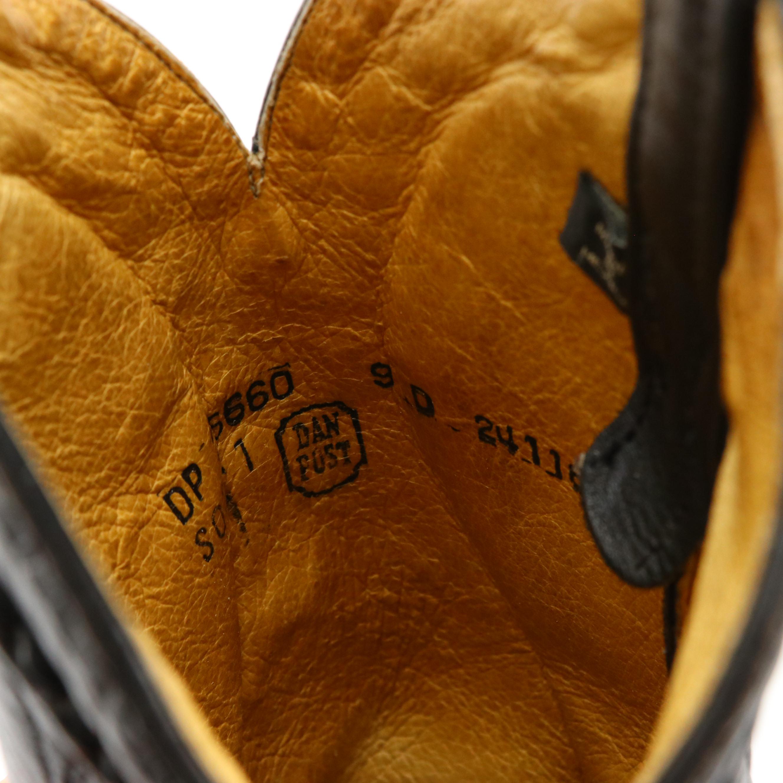 Men's Dan Post Buckstitched Bucklace Black Leather Cowboy Boots