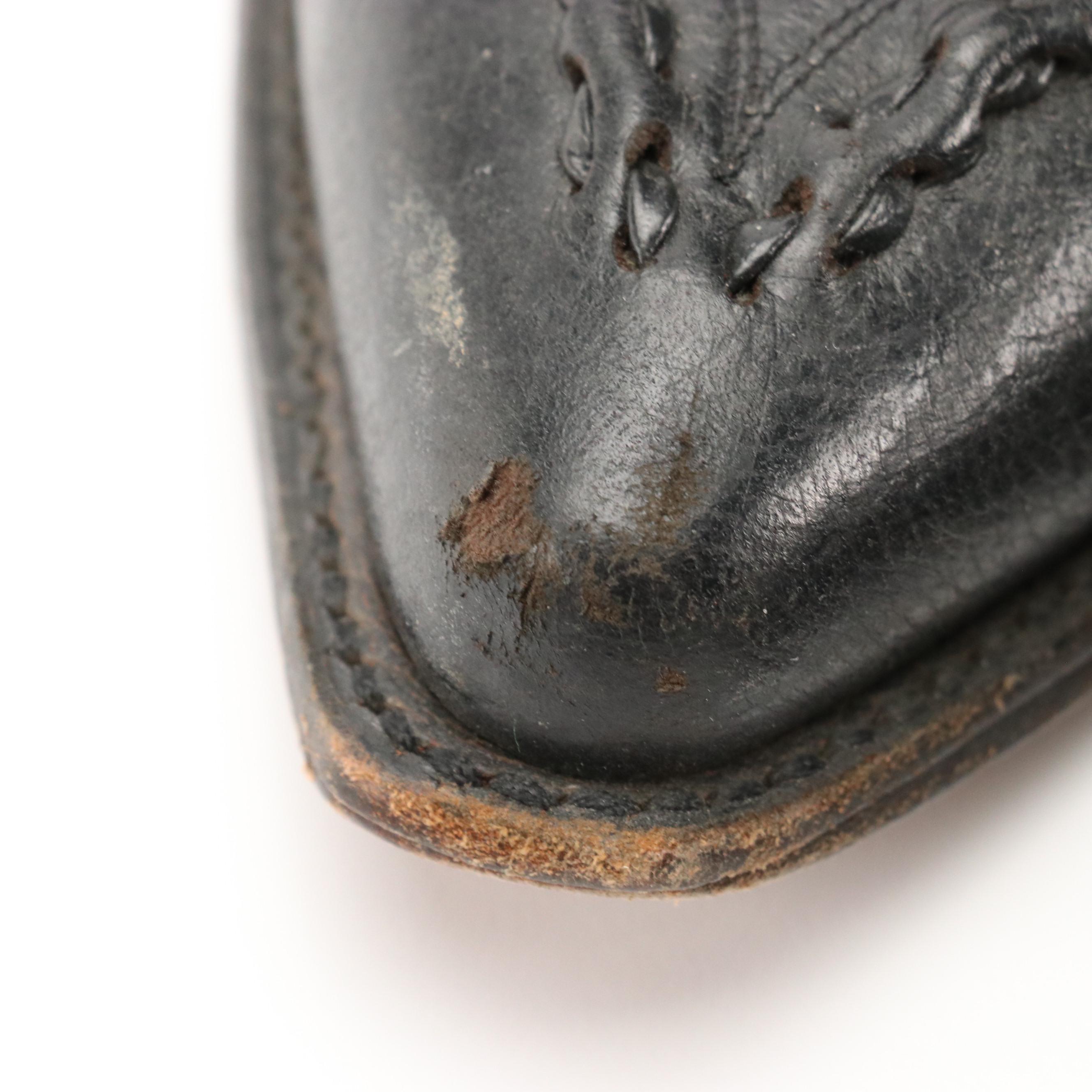 Men's Dan Post Buckstitched Bucklace Black Leather Cowboy Boots