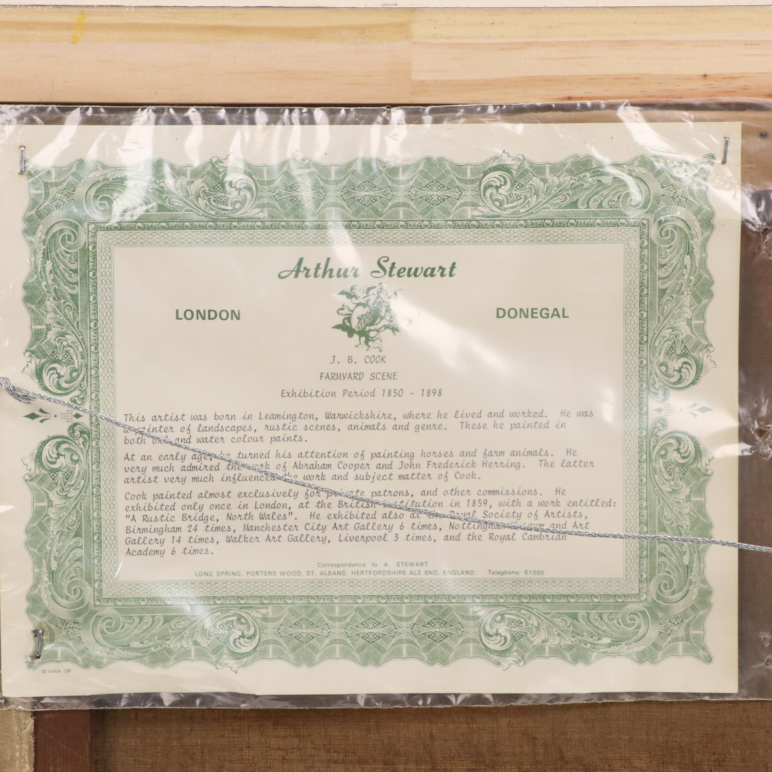 James Barham Cook Pastoral Landscape Oil Painting of Farmyard Scene