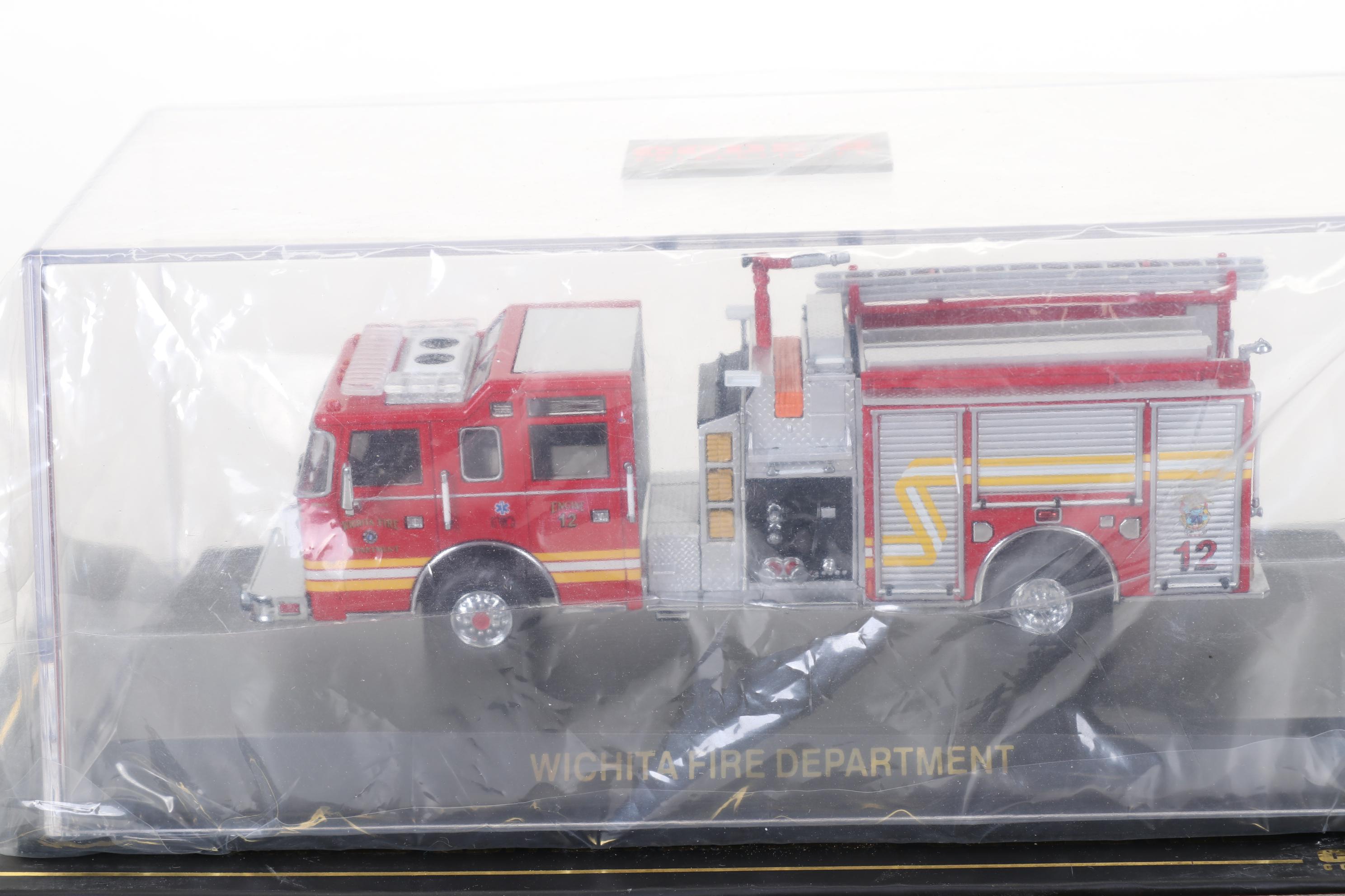 Four Code 3 Limited Edition Die Cast 1/64 Scale Fire Trucks, 21st Century