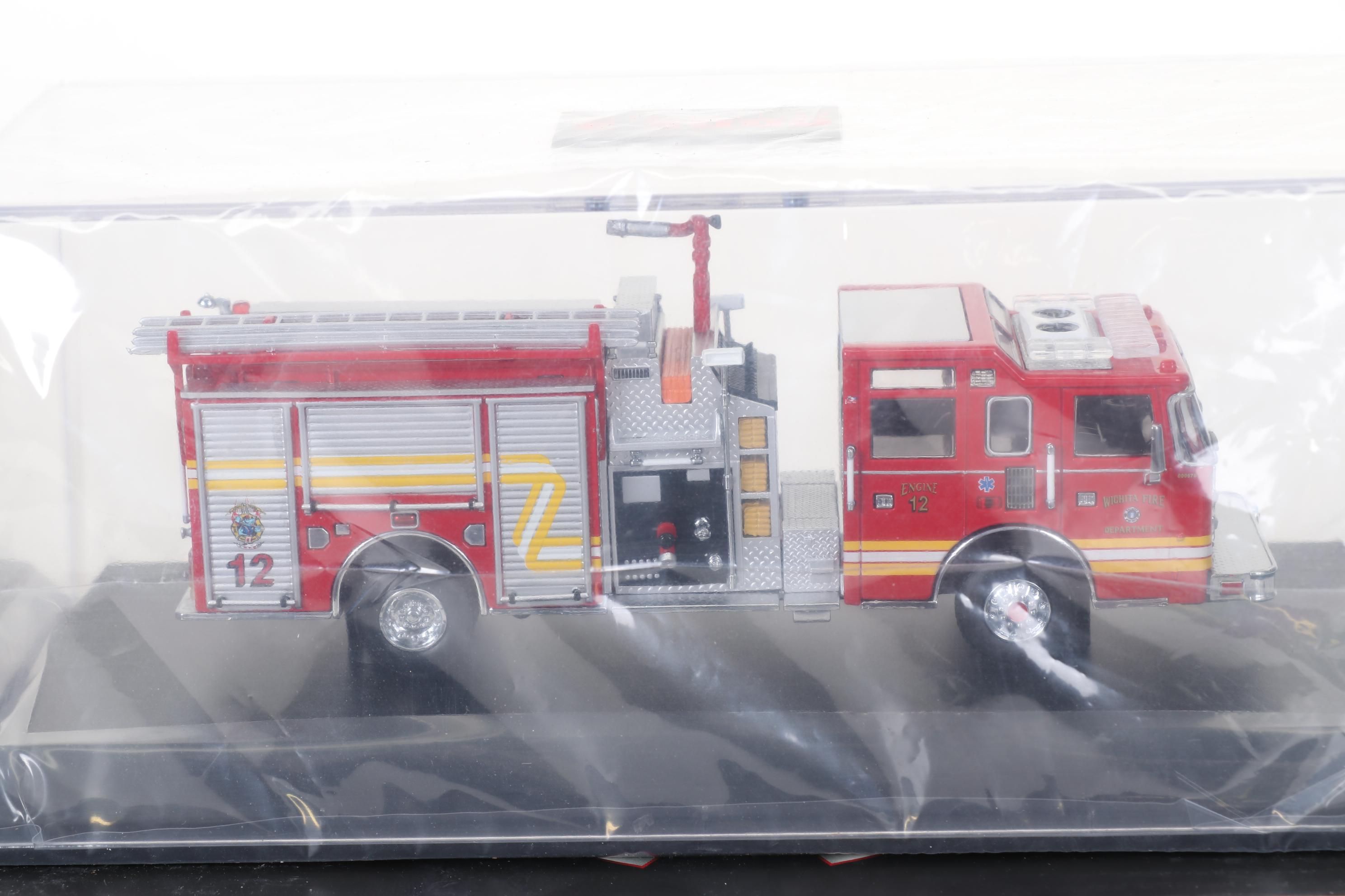 Four Code 3 Limited Edition Die Cast 1/64 Scale Fire Trucks, 21st Century