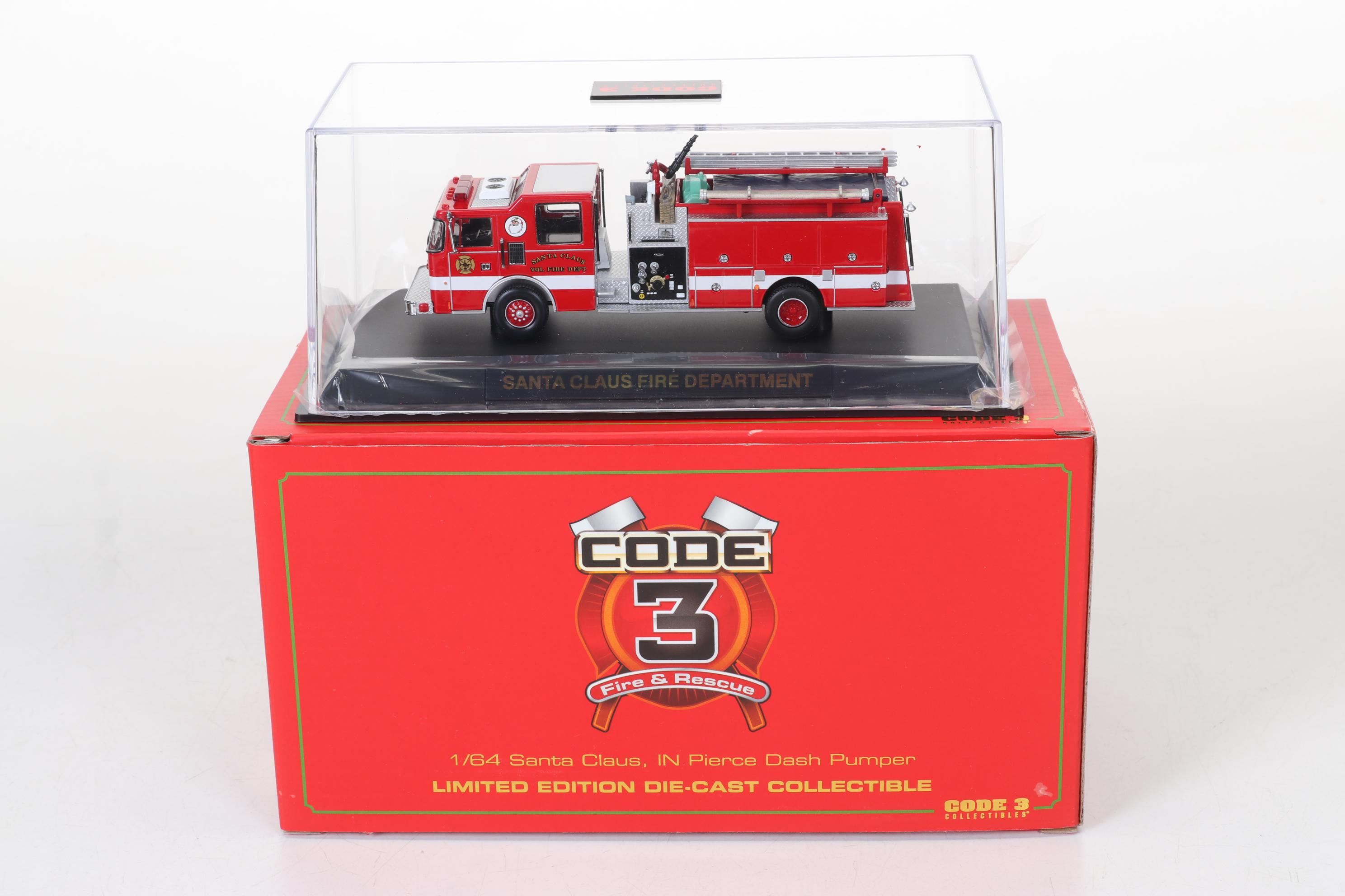 Four Code 3 Limited Edition Die Cast 1/64 Scale Fire Trucks, 21st Century