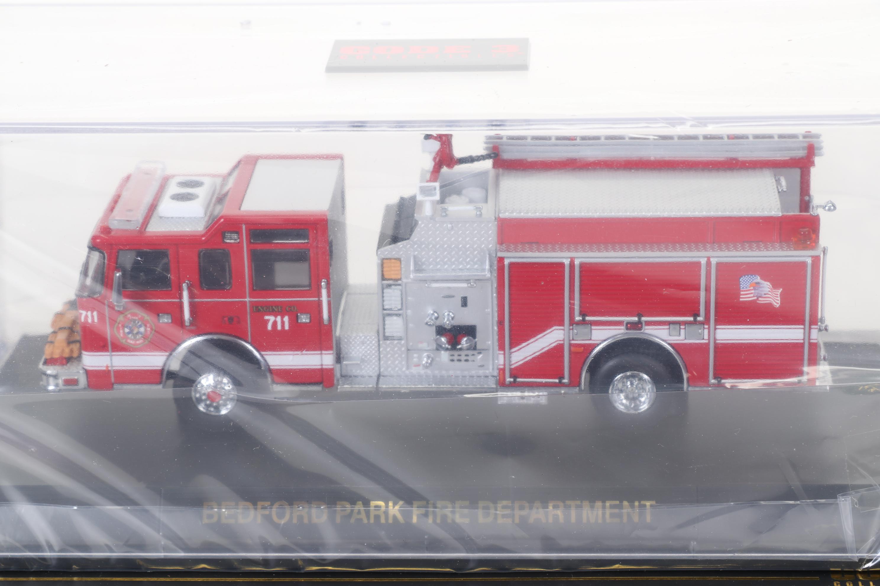 Four Code 3 Limited Edition Die Cast 1/64 Scale Fire Trucks, 21st Century