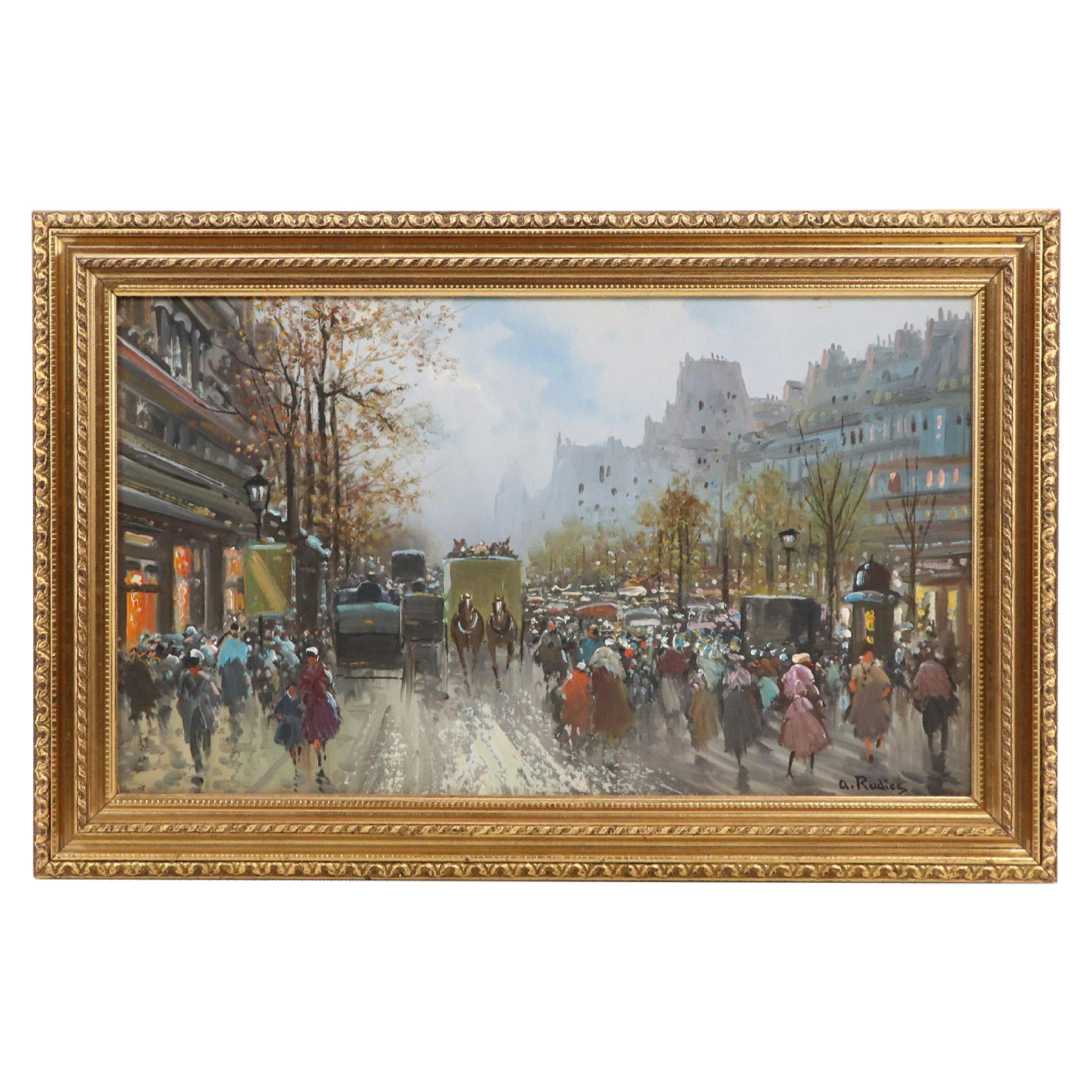 Parisian Street Scene Oil Painting