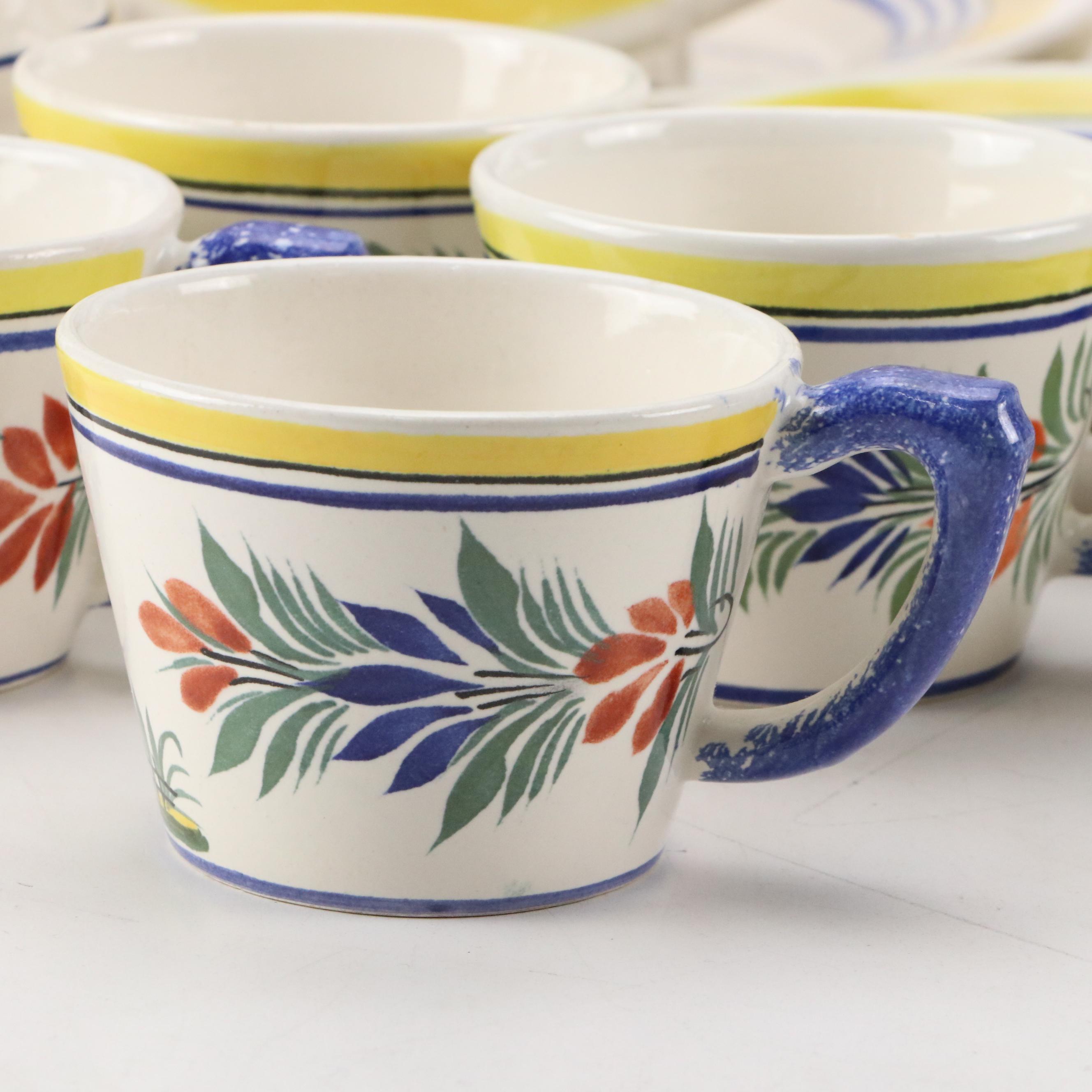 Henriot Quimper Tin Glaze Dinnerware and Candlesticks with Others