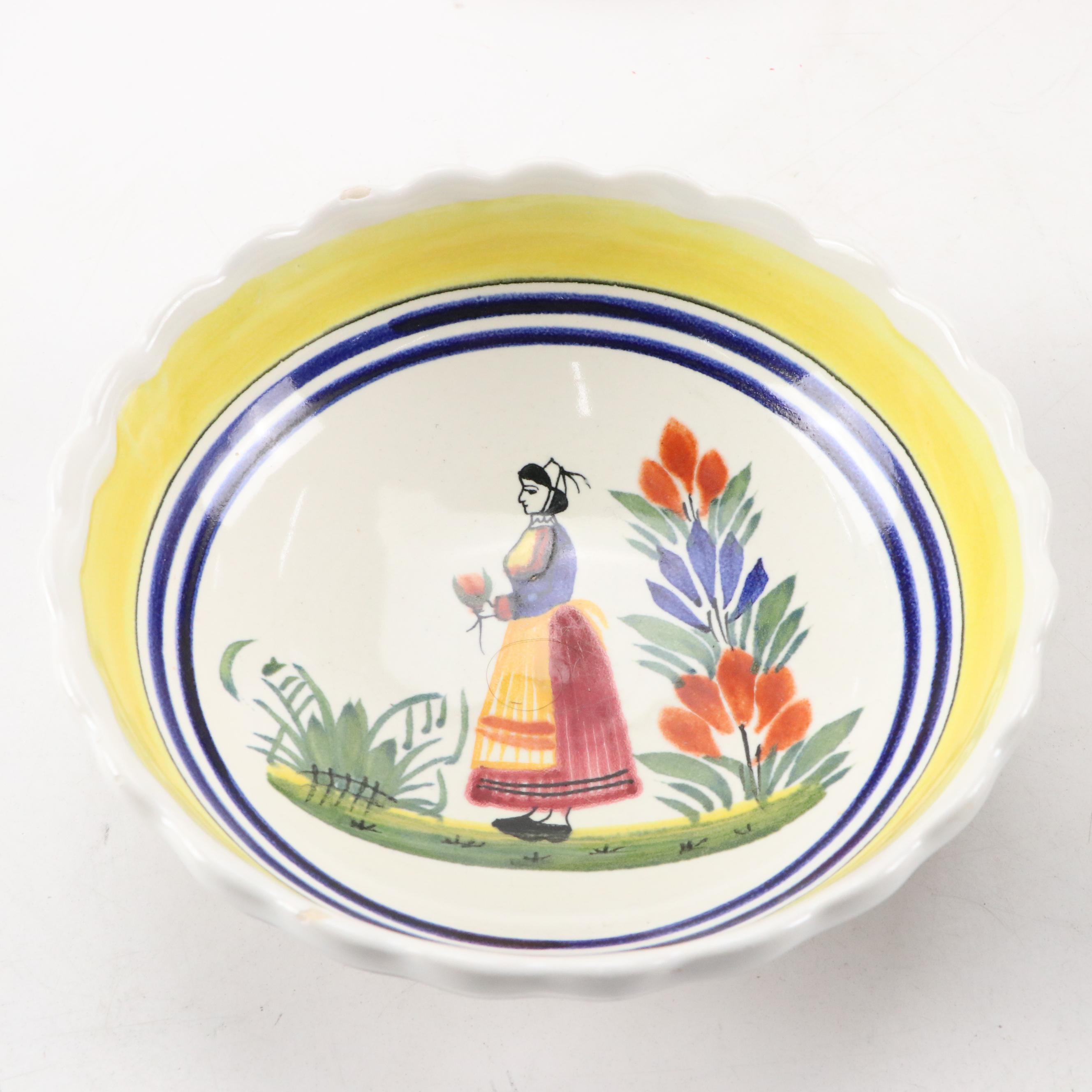 Henriot Quimper Tin Glaze Dinnerware and Candlesticks with Others