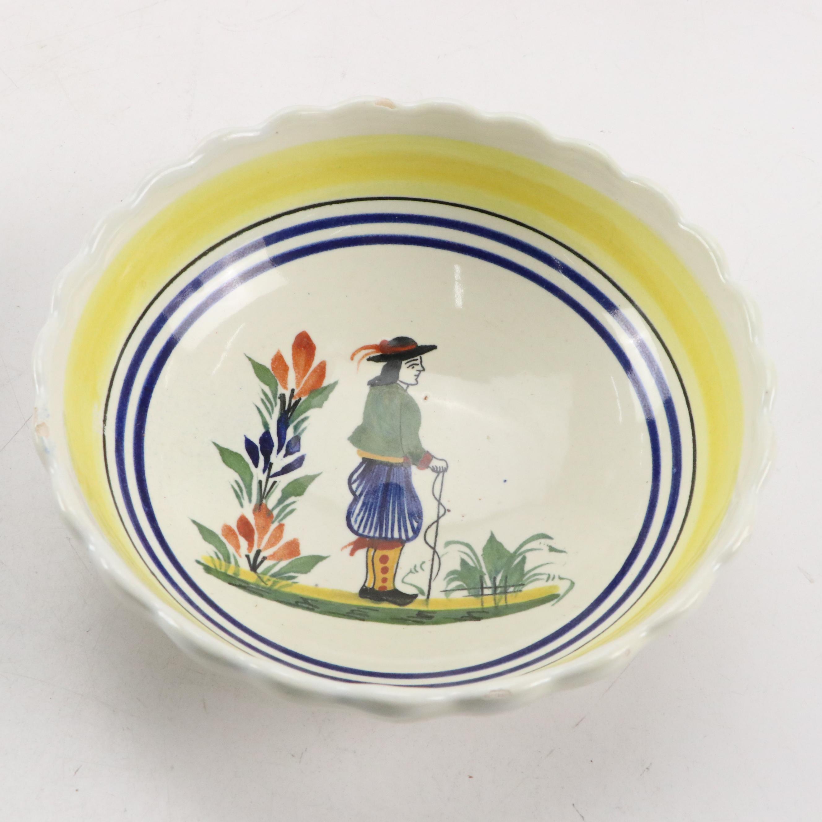 Henriot Quimper Tin Glaze Dinnerware and Candlesticks with Others