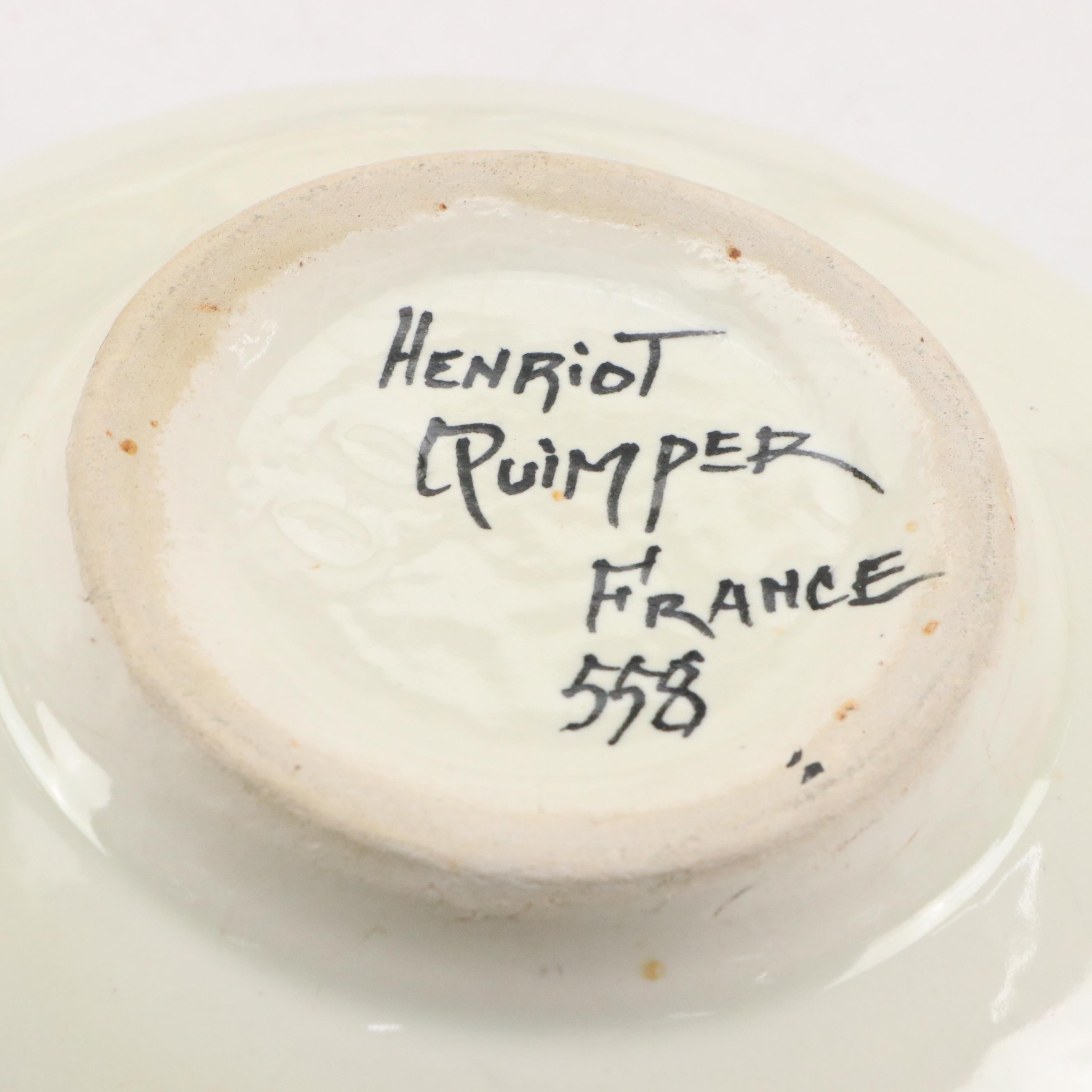 Henriot Quimper Tin Glaze Dinnerware and Candlesticks with Others